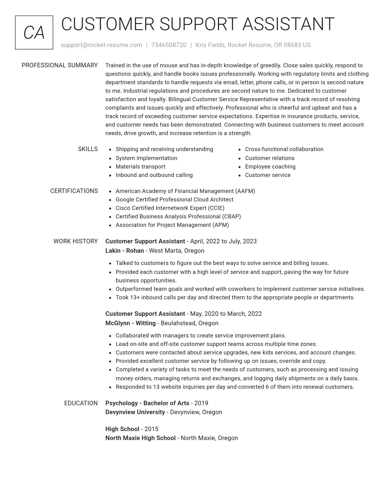 Renowned resume template