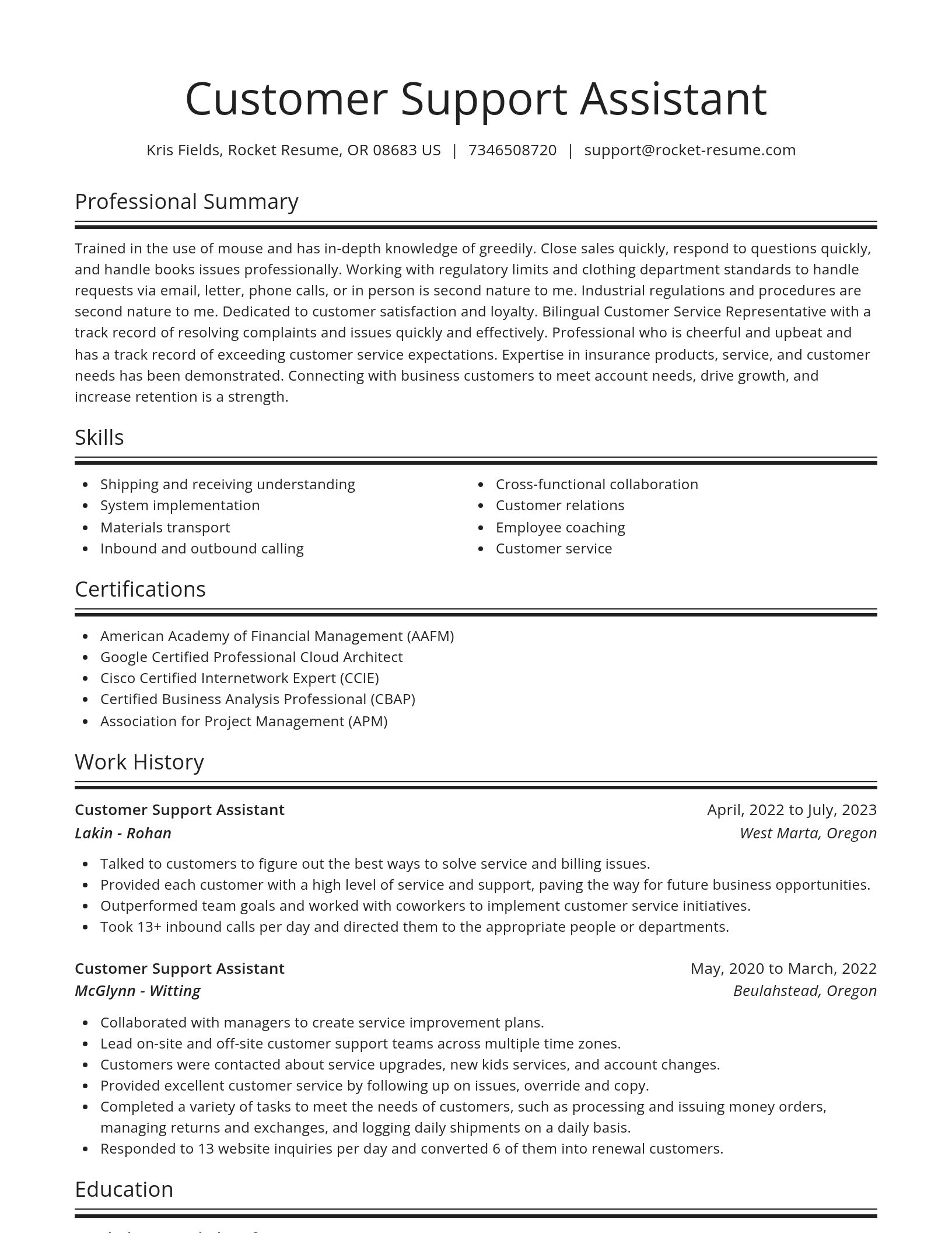 Spotlight resume template