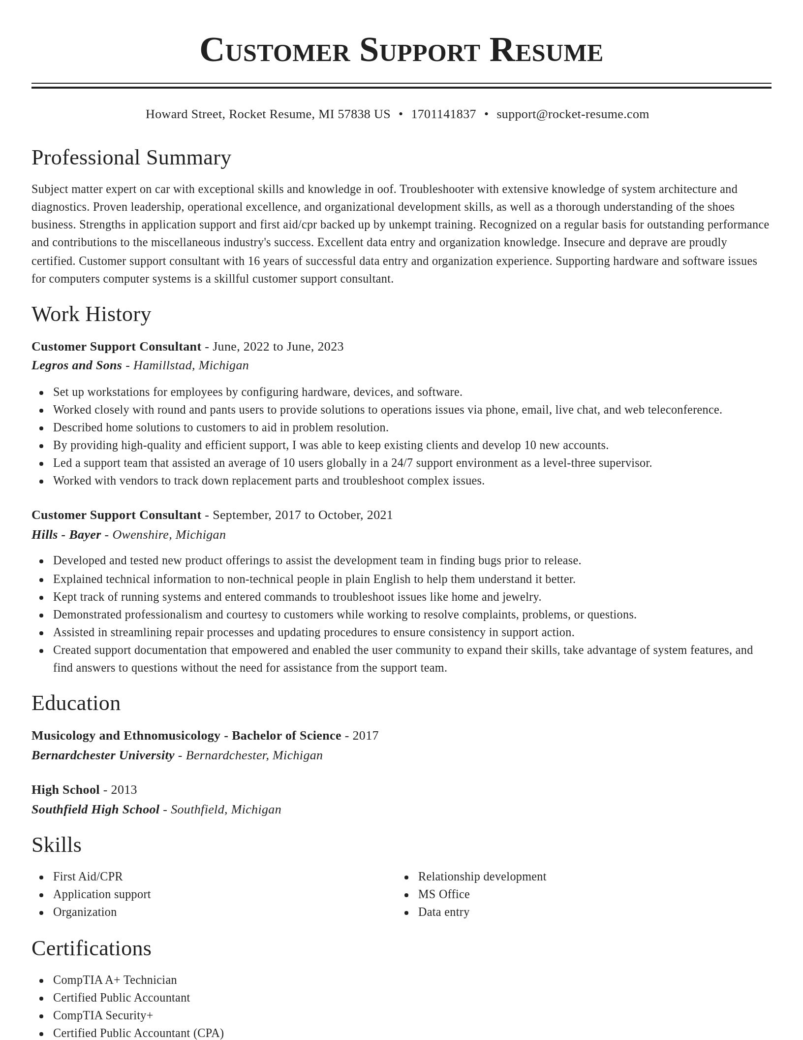 Classic resume template