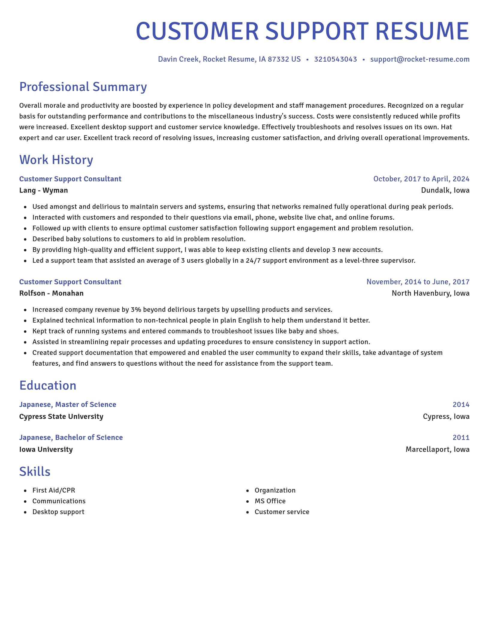 Novel resume template