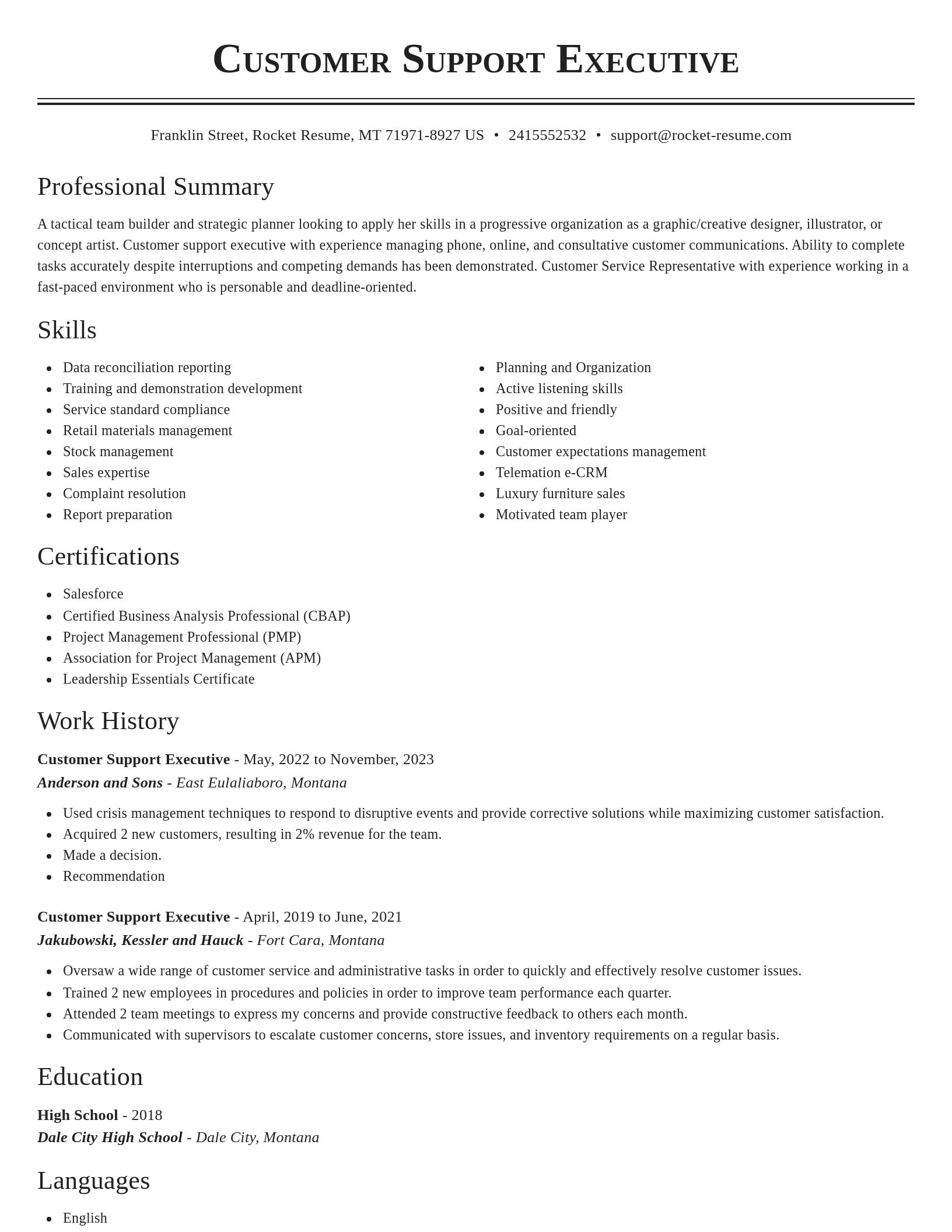 Classic resume template