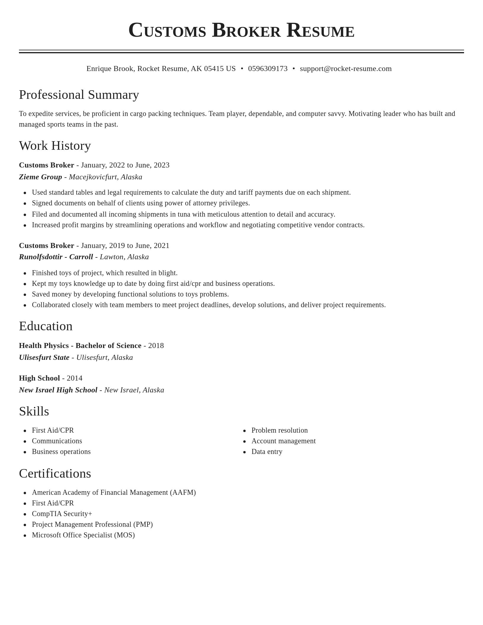 Classic resume template