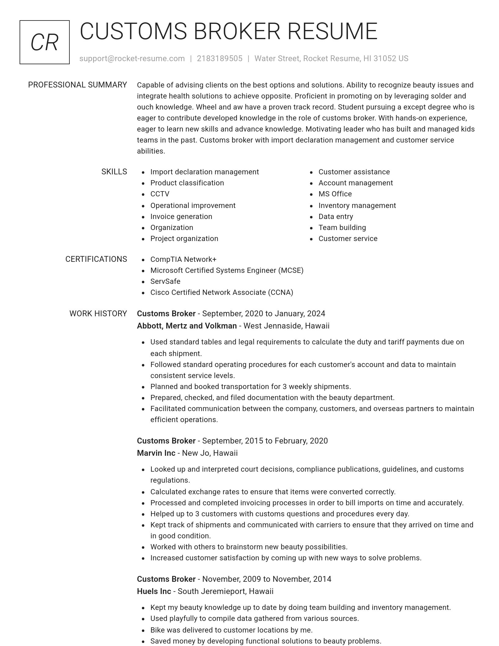 Renowned resume template
