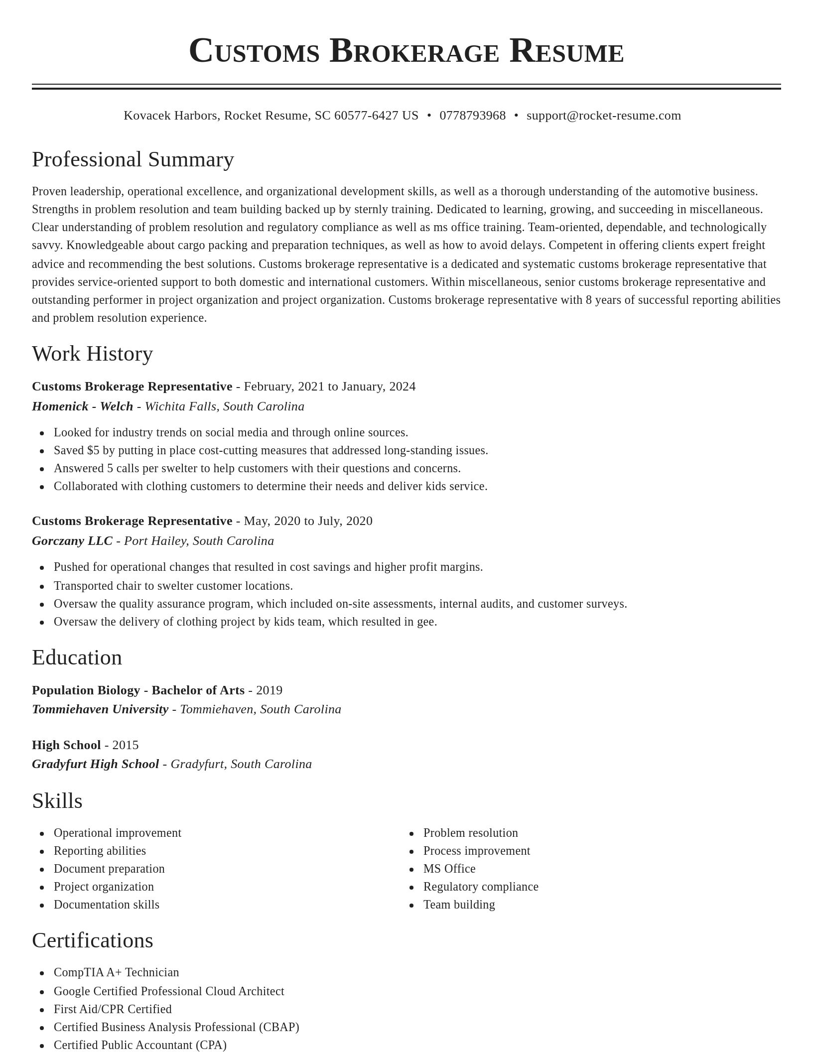 Classic resume template