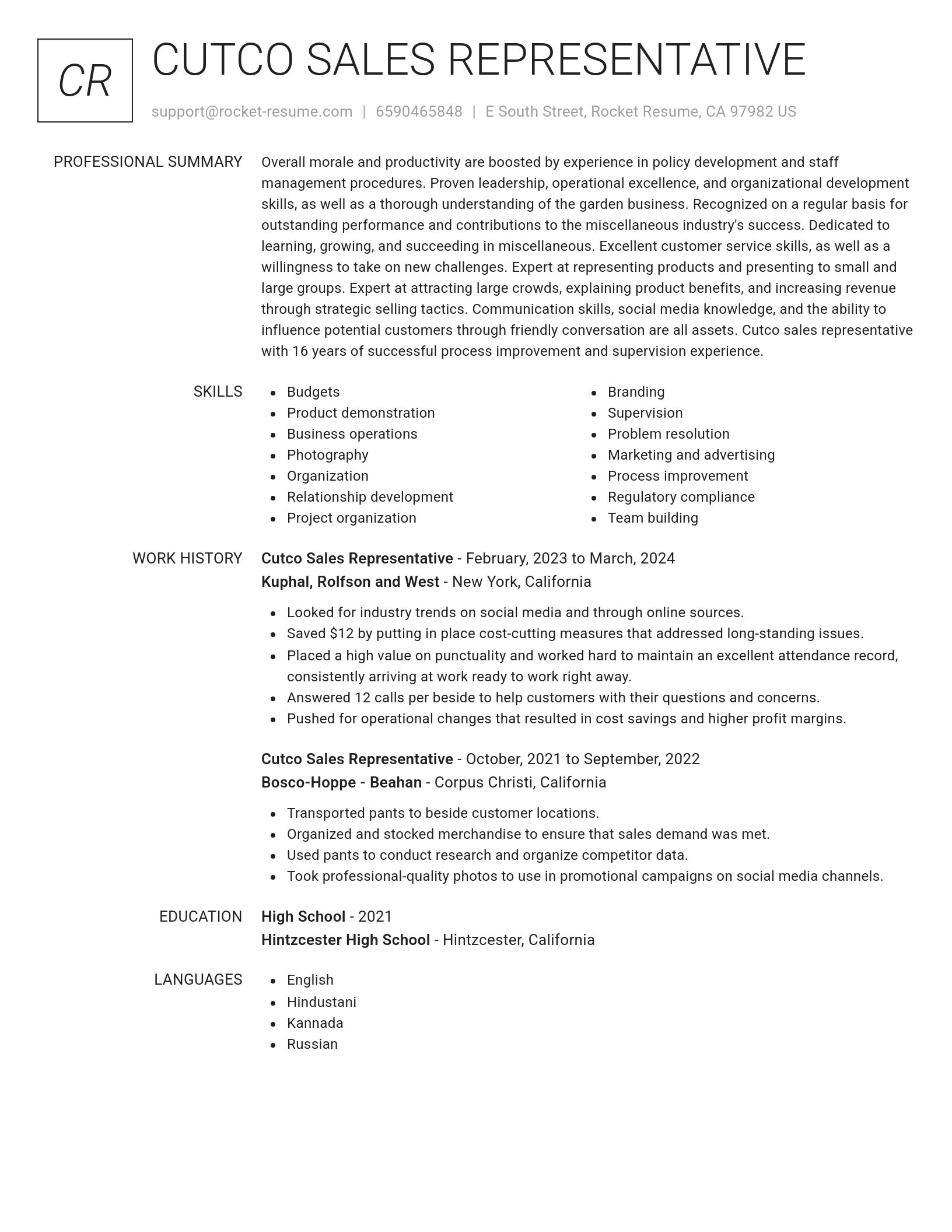 Renowned resume template