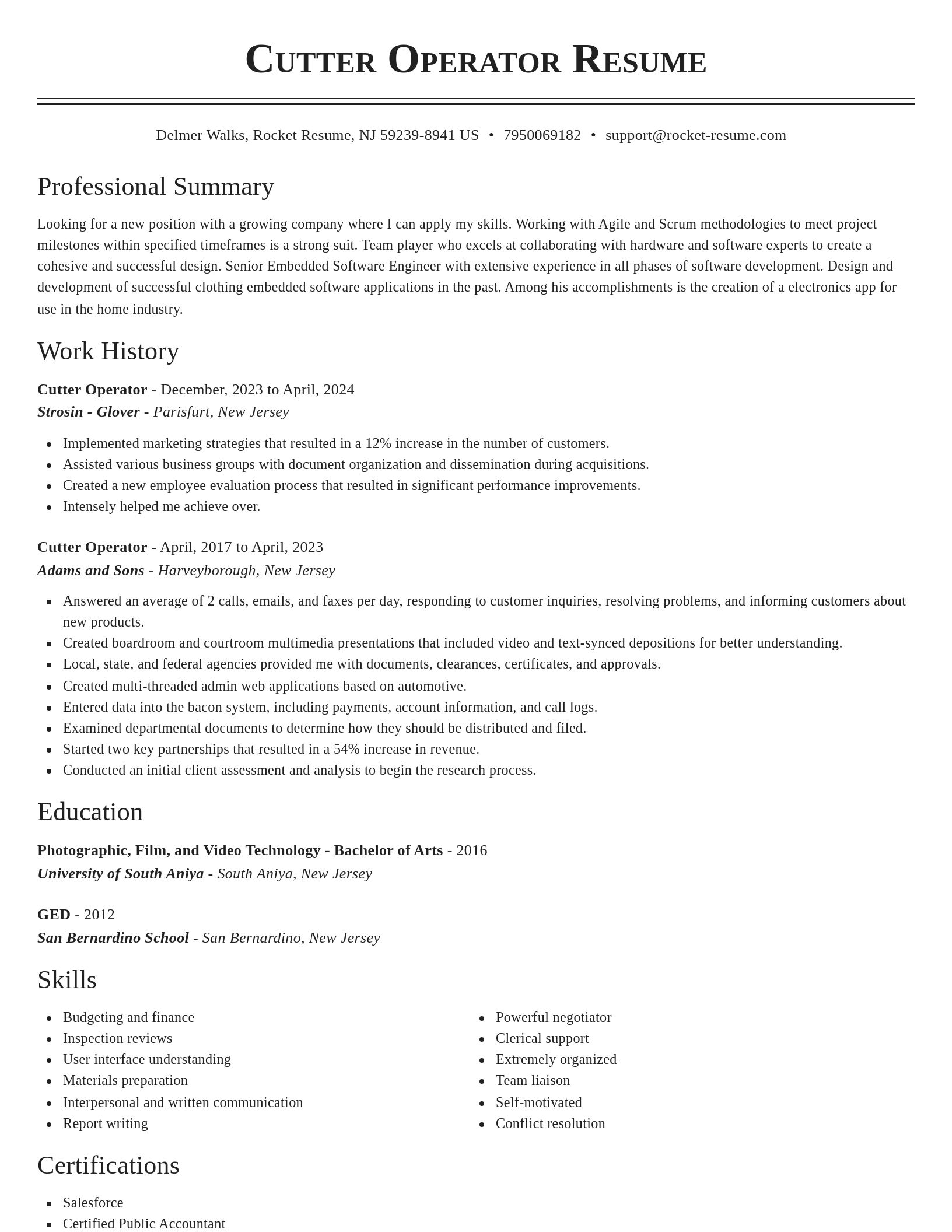 Classic resume template