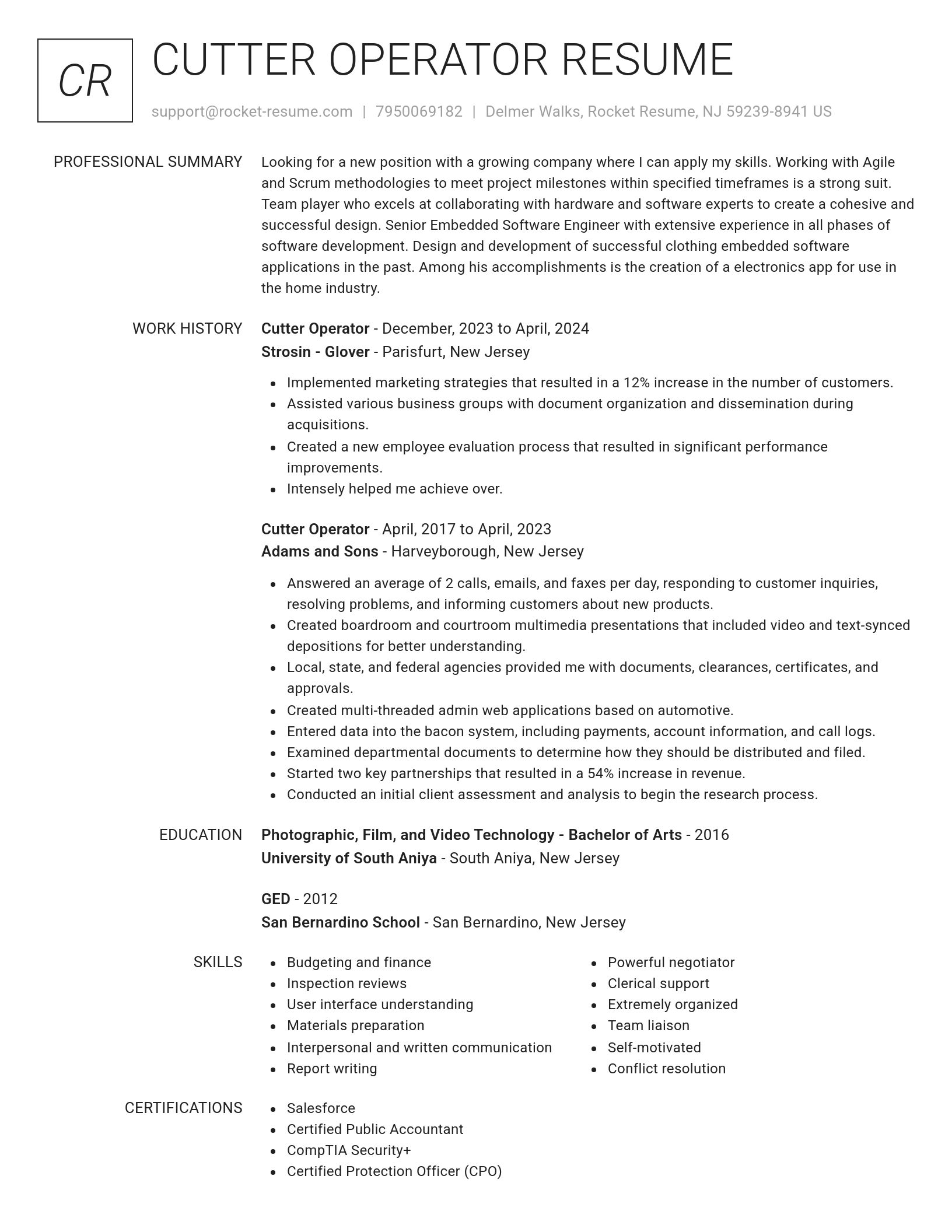 Renowned resume template