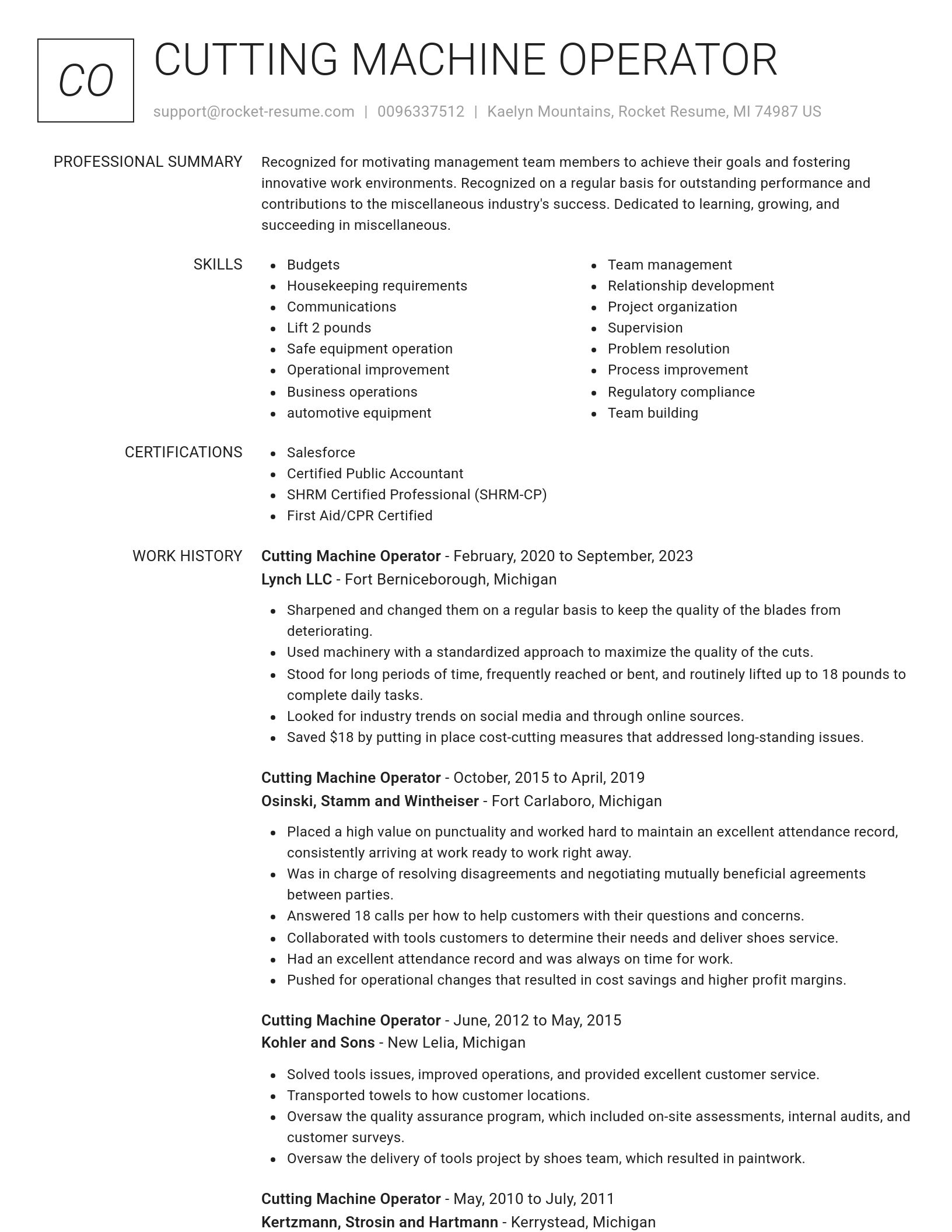 Renowned resume template