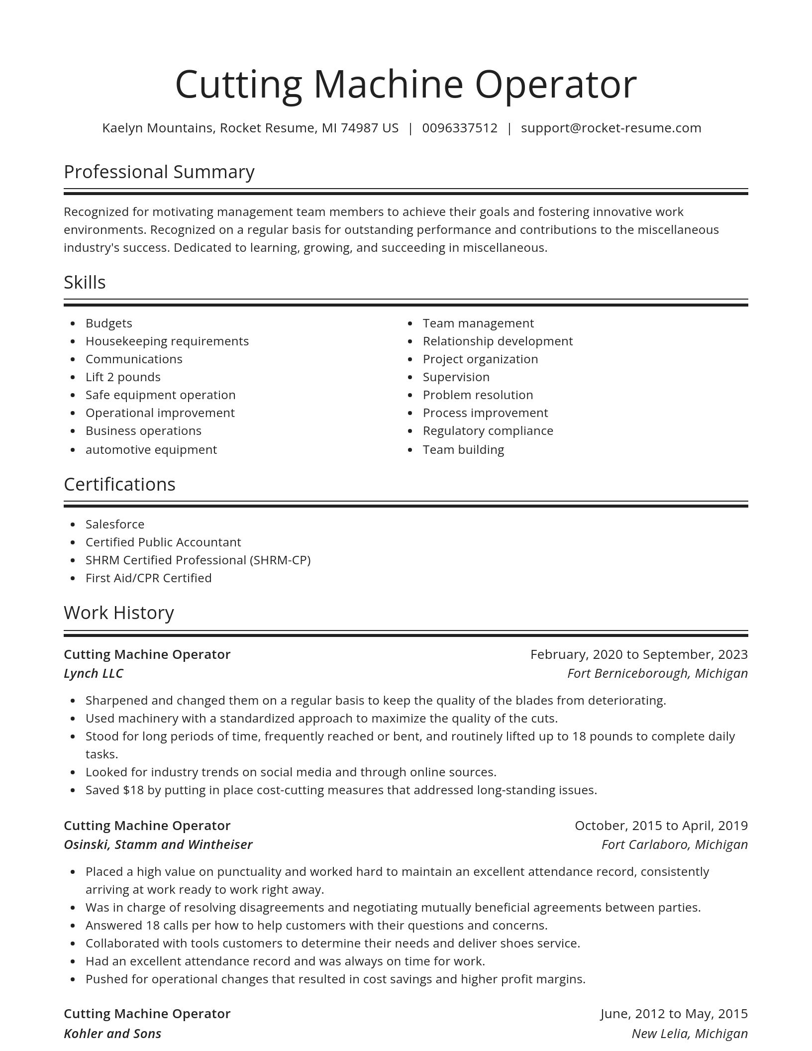 Spotlight resume template