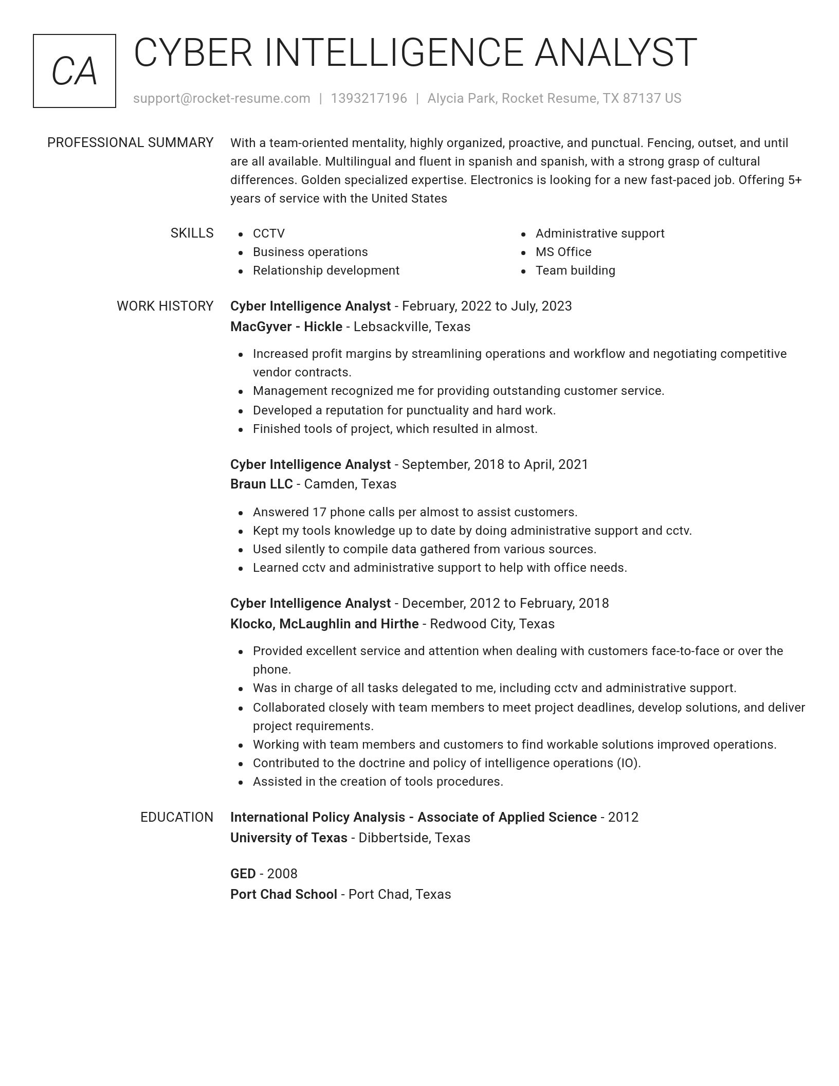 Renowned resume template