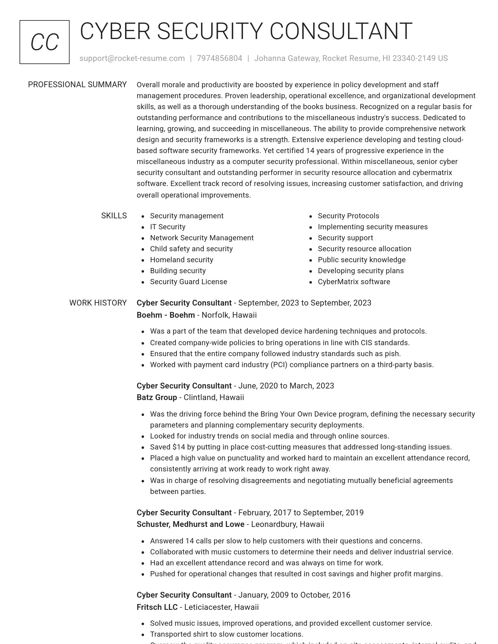 Renowned resume template
