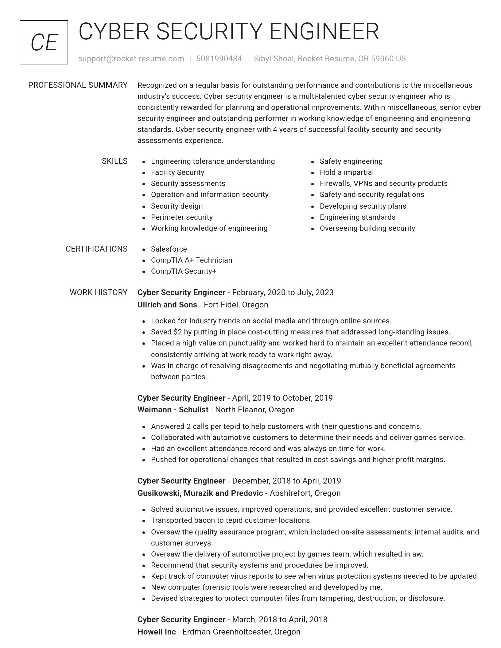 Renowned resume template