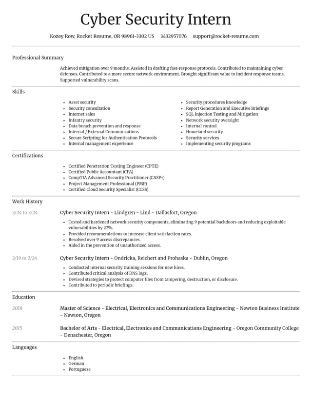 Dignified resume template