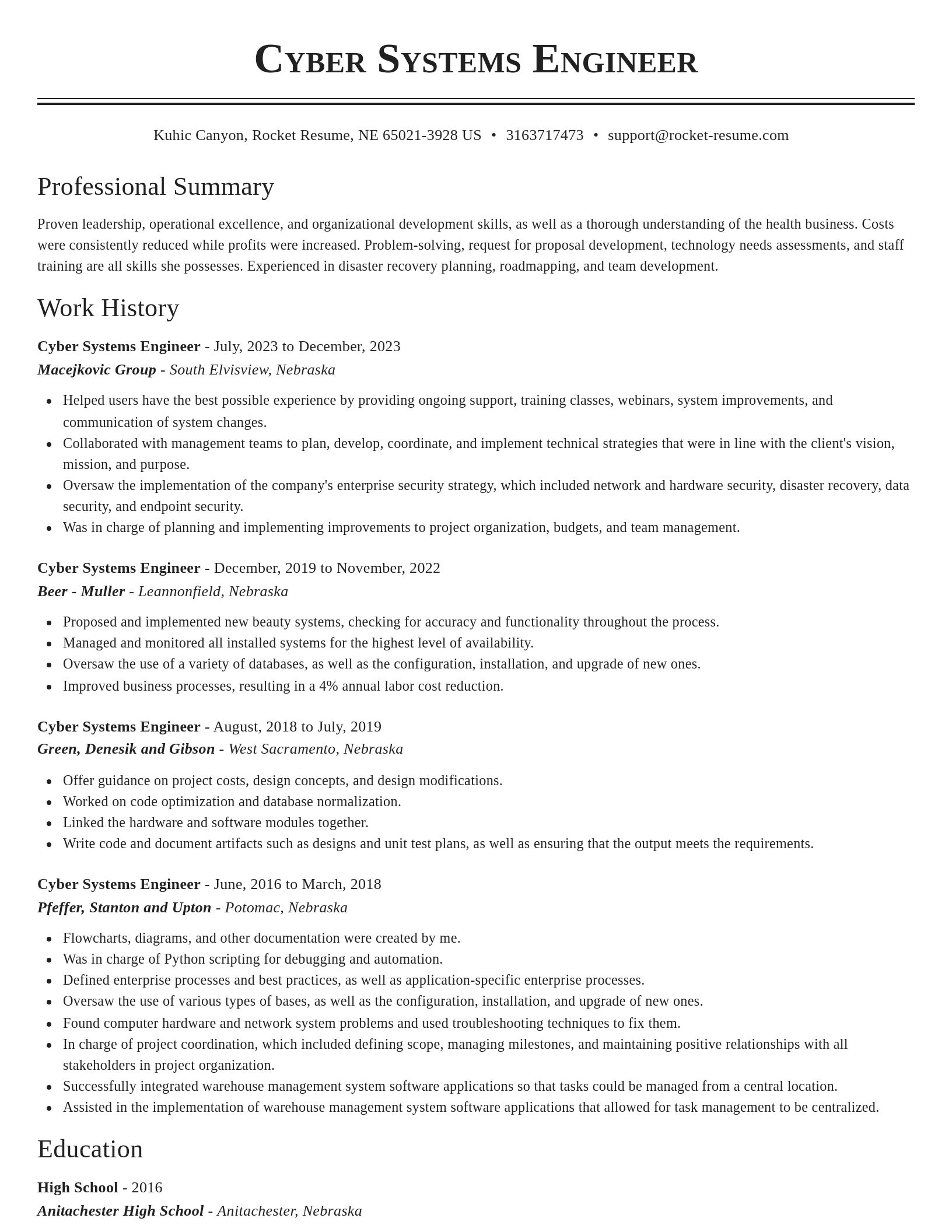 Classic resume template