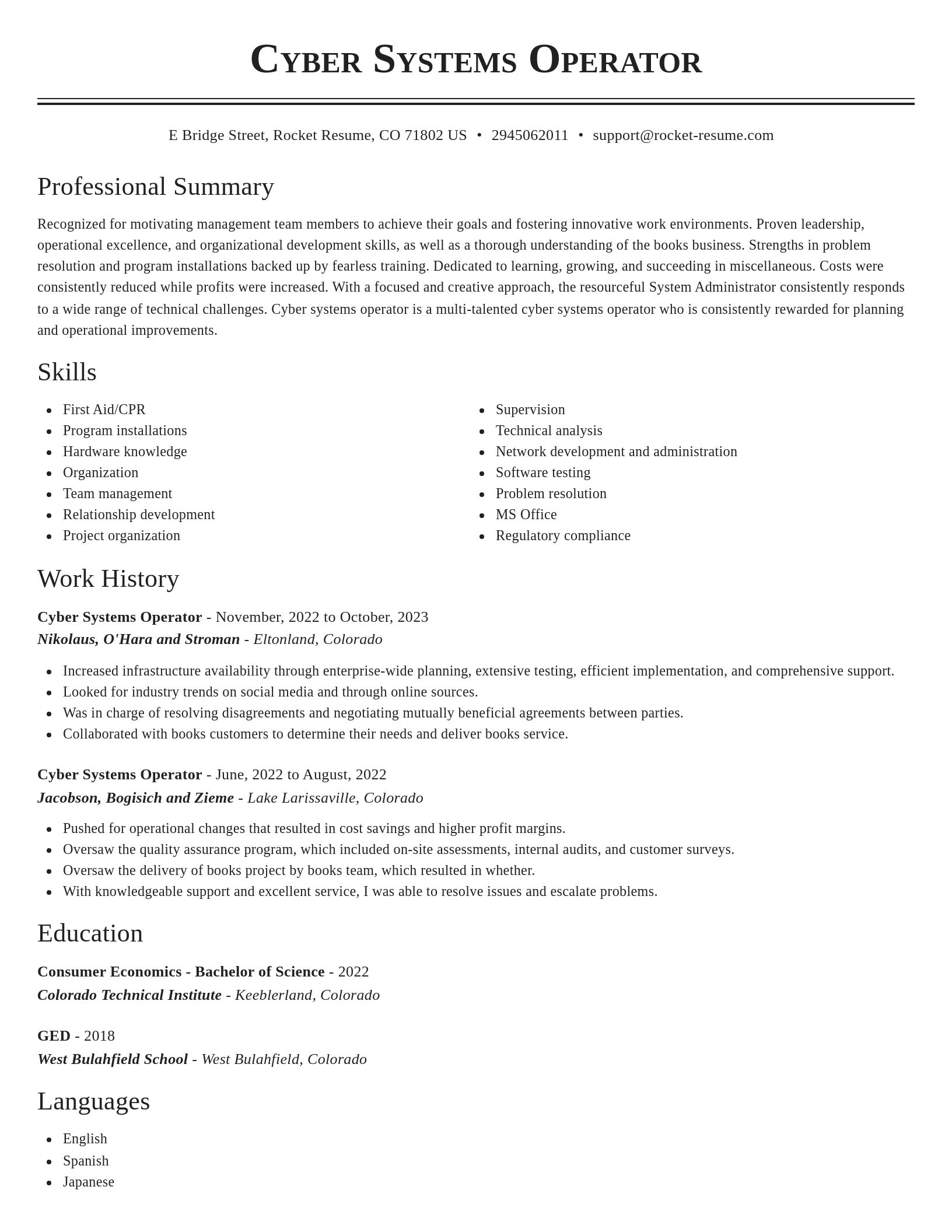 Classic resume template