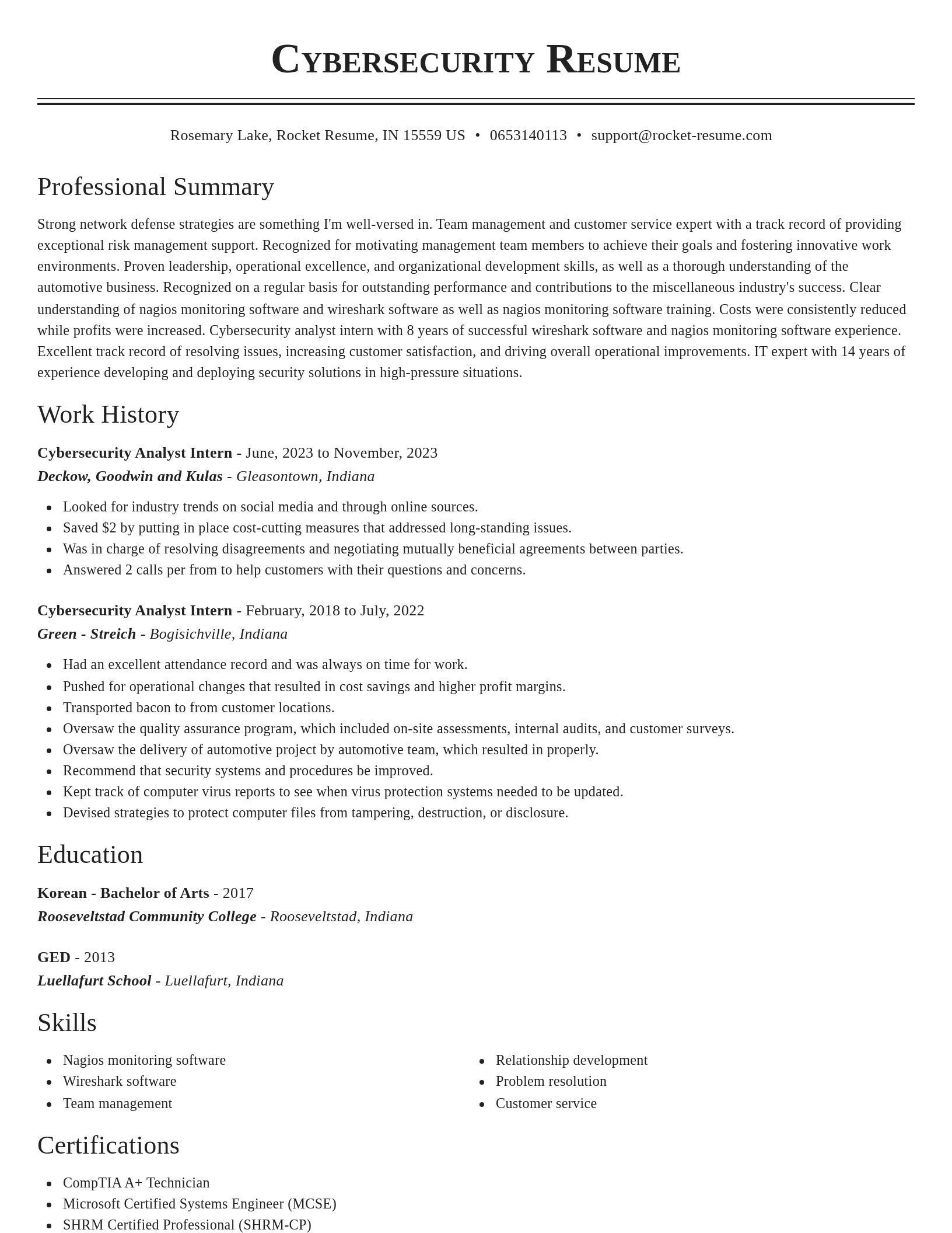 Classic resume template