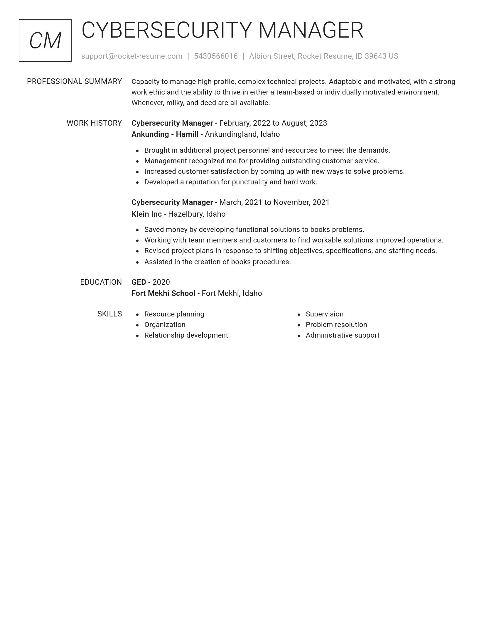 Renowned resume template