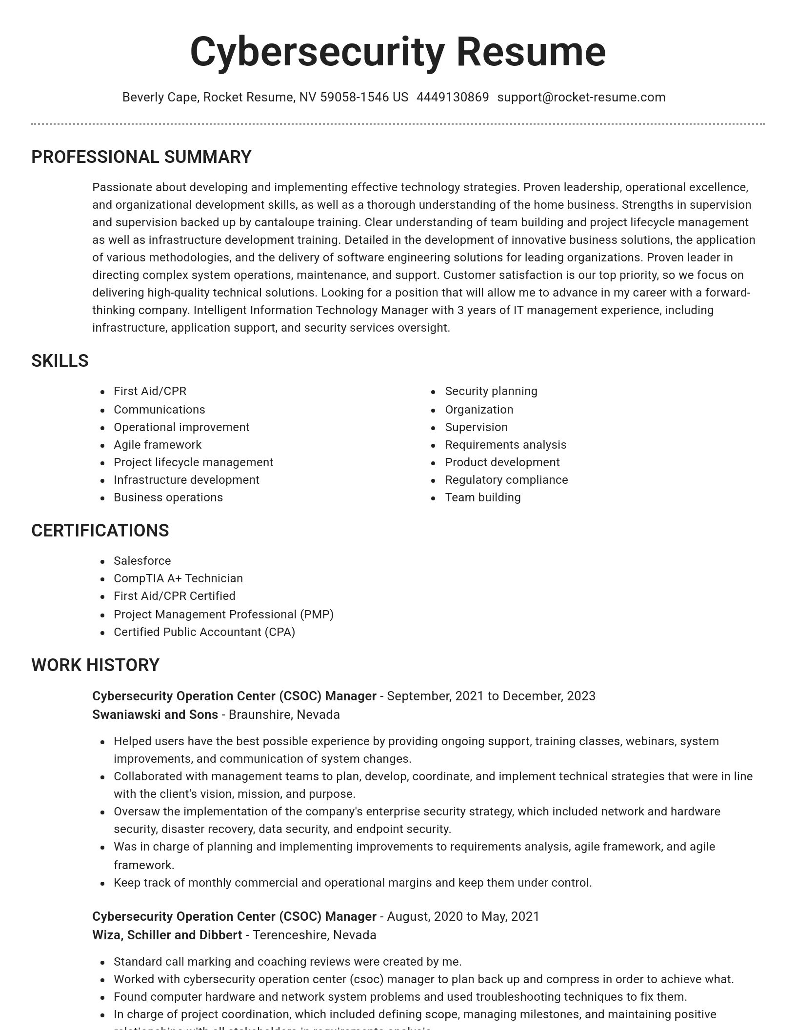Brilliant resume template