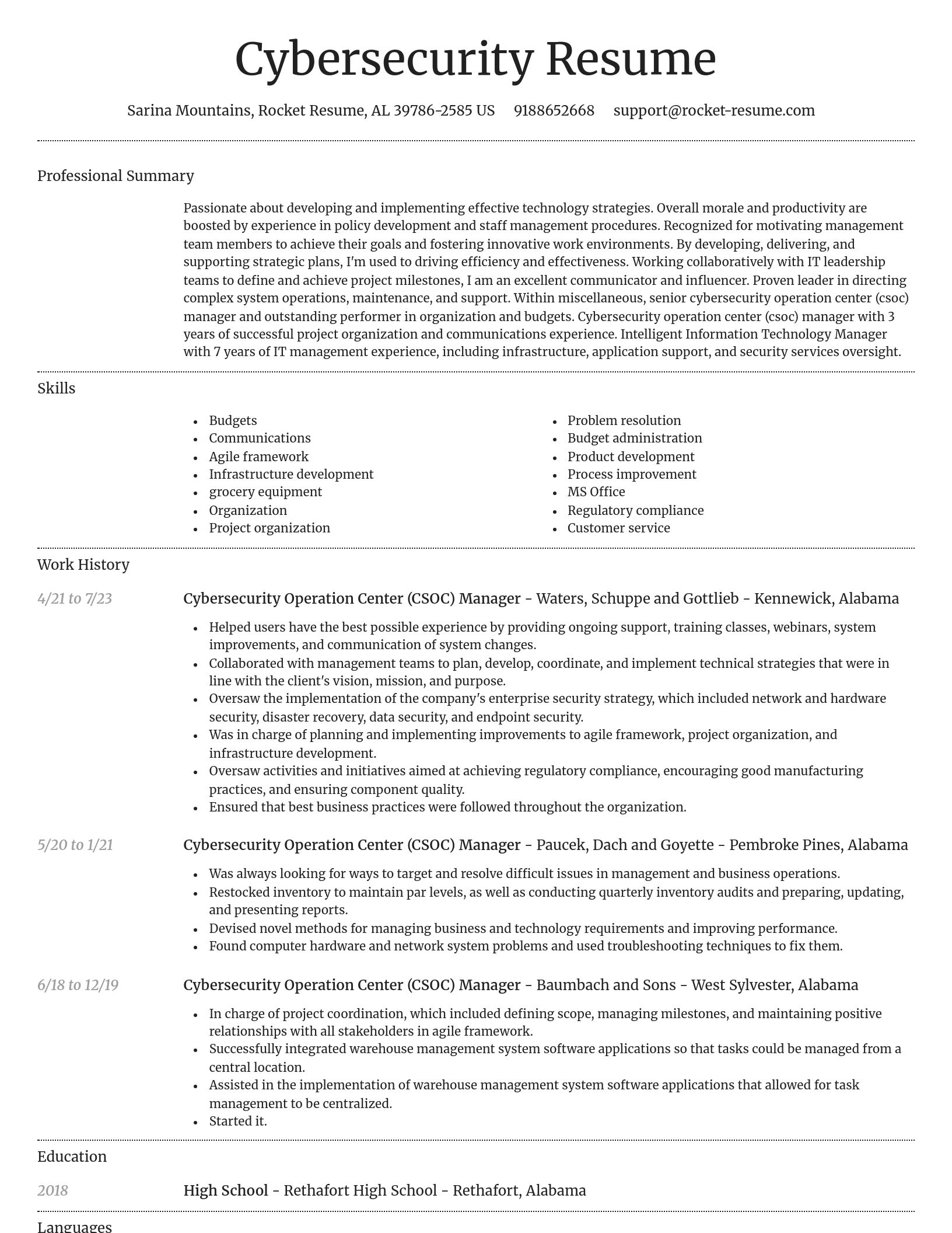 Dignified resume template