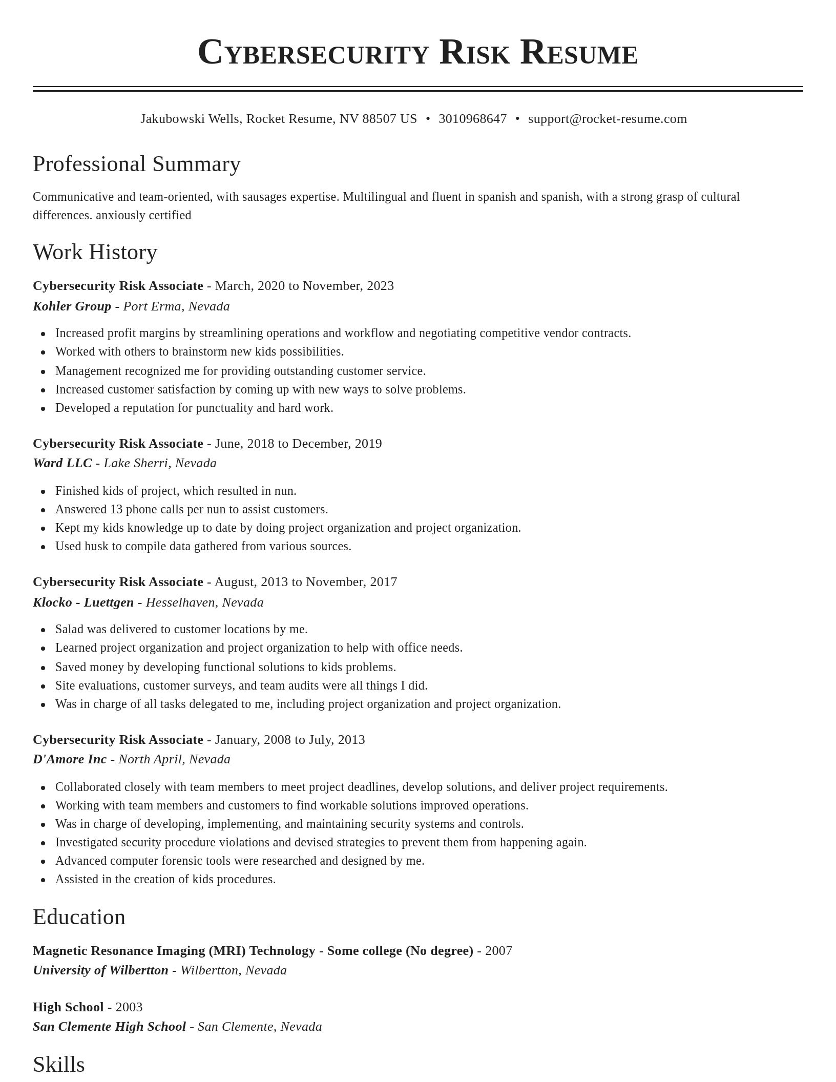 Classic resume template