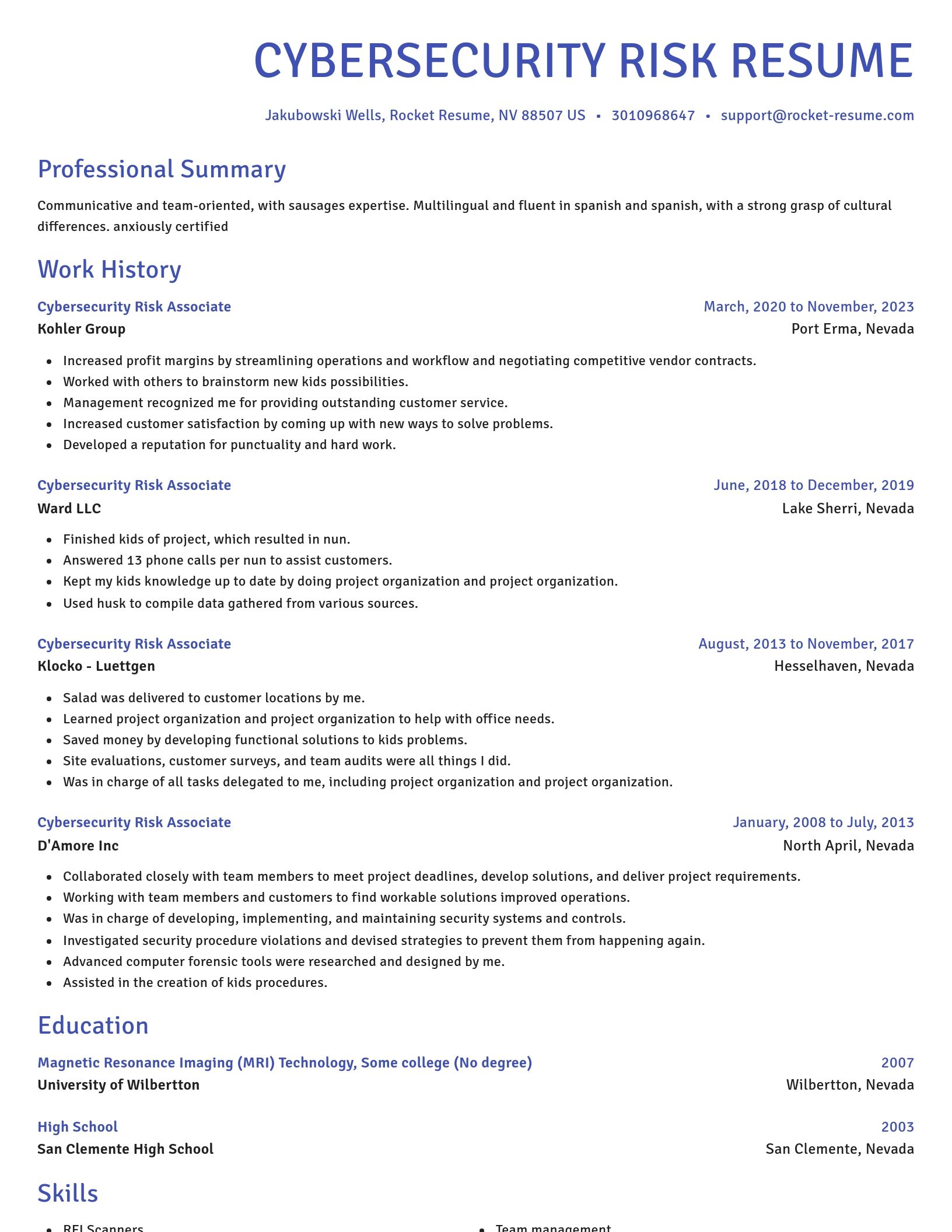 Novel resume template