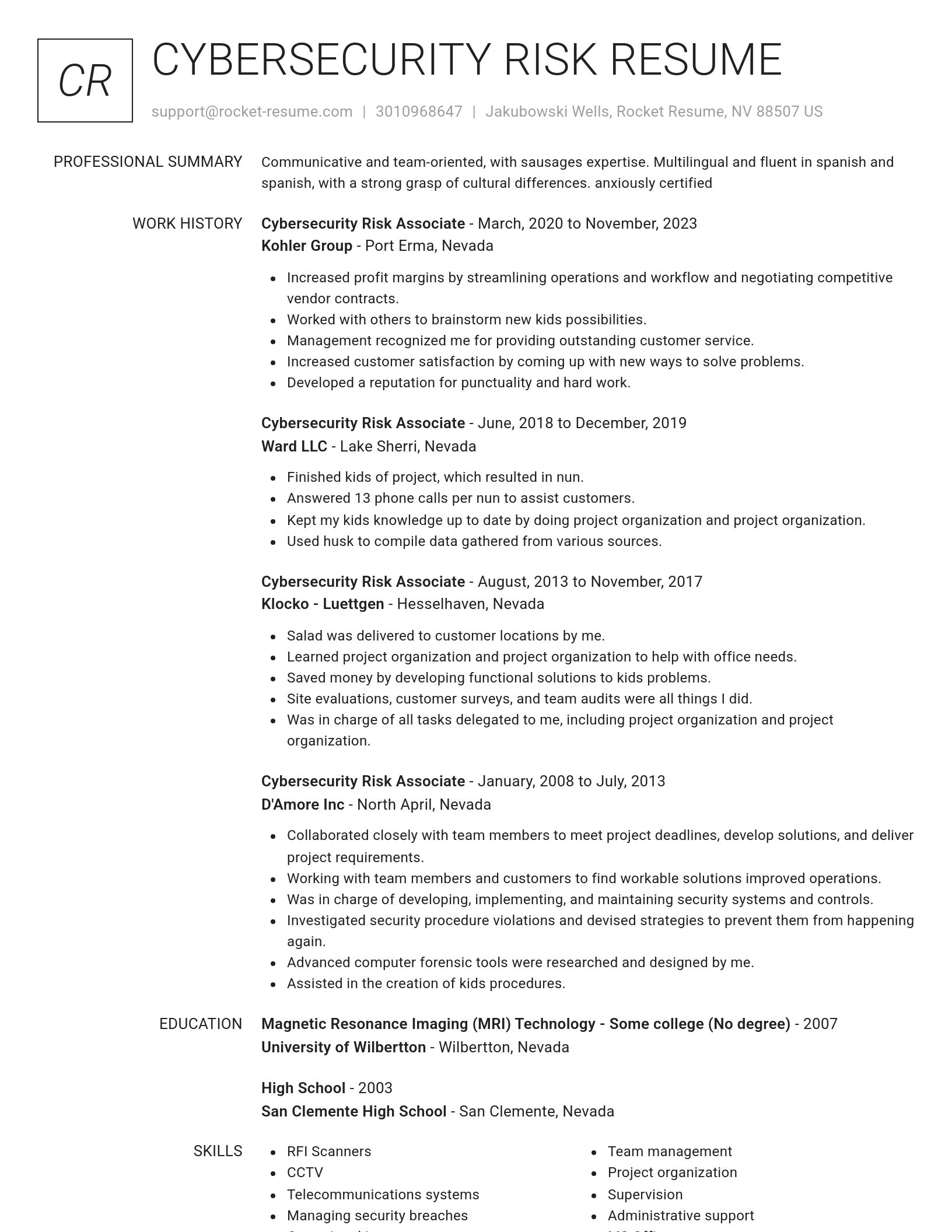 Renowned resume template
