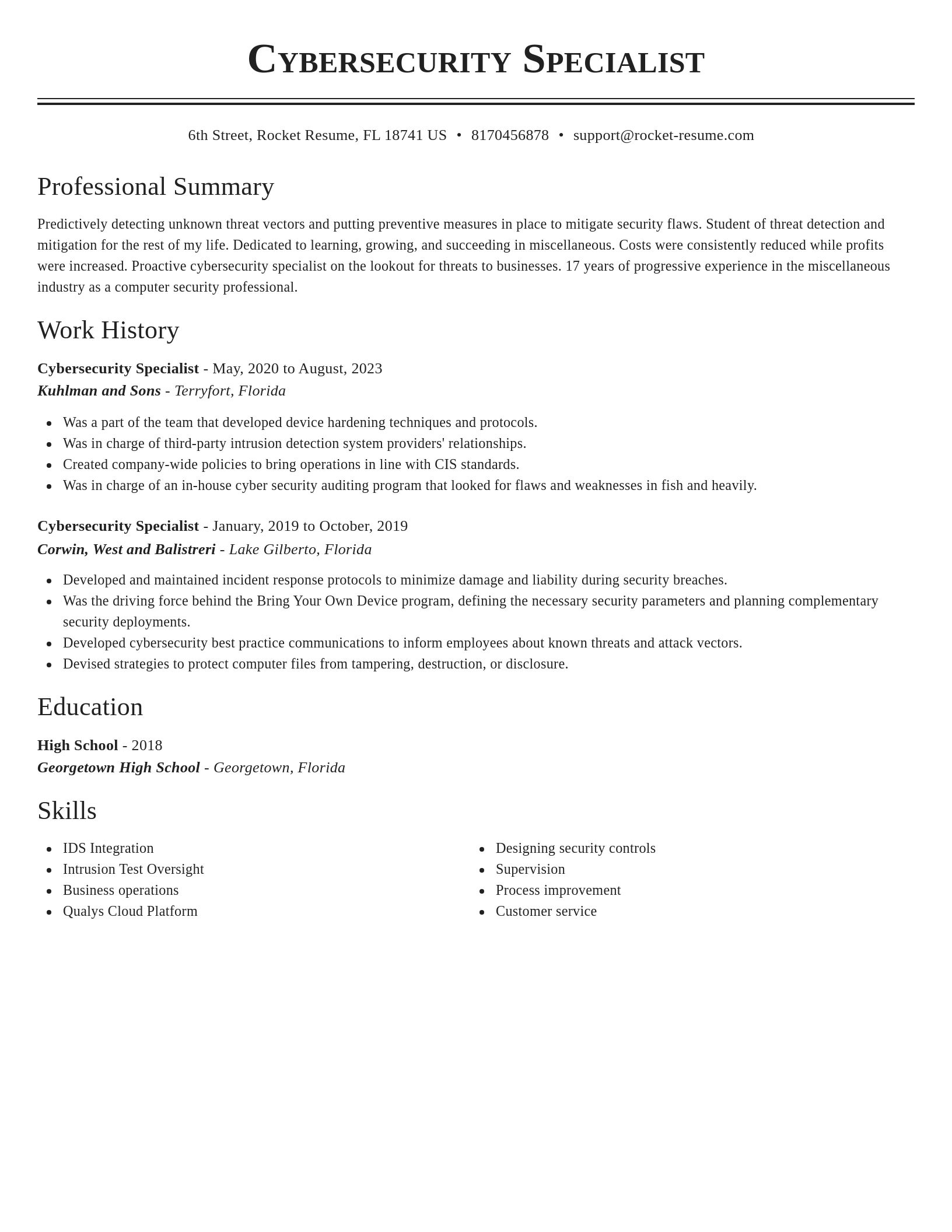 Classic resume template