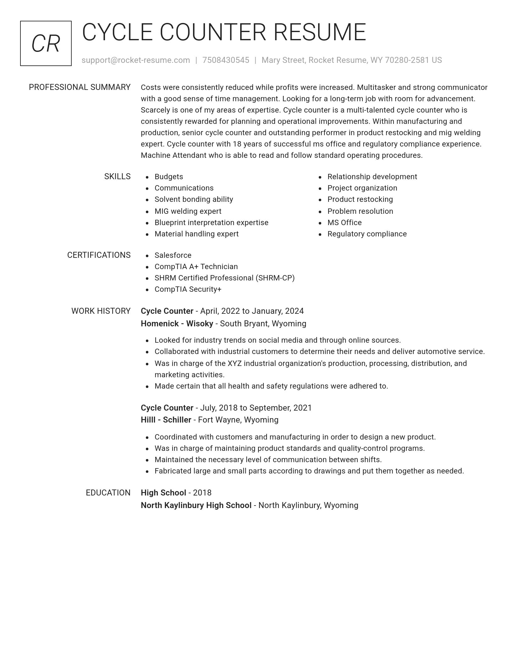 Renowned resume template