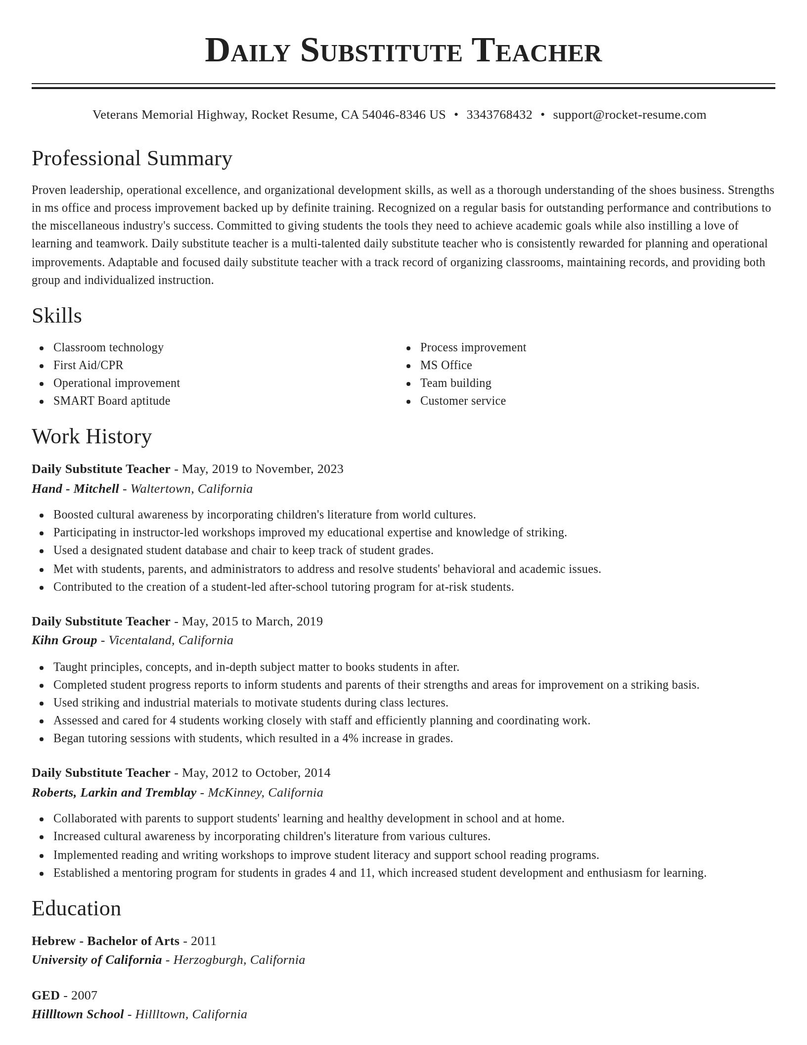 Classic resume template