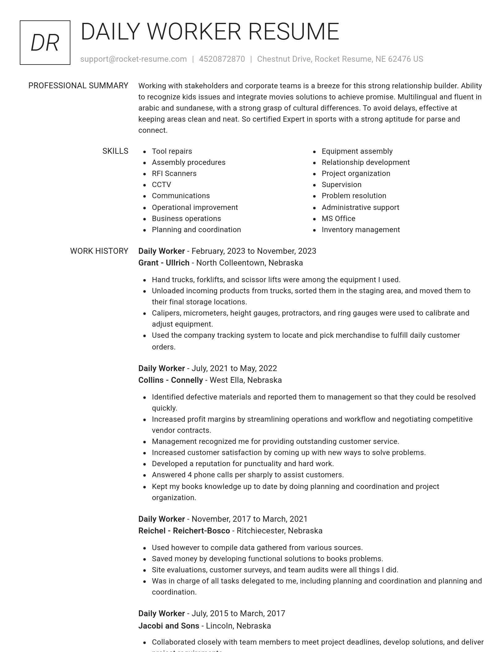 Renowned resume template