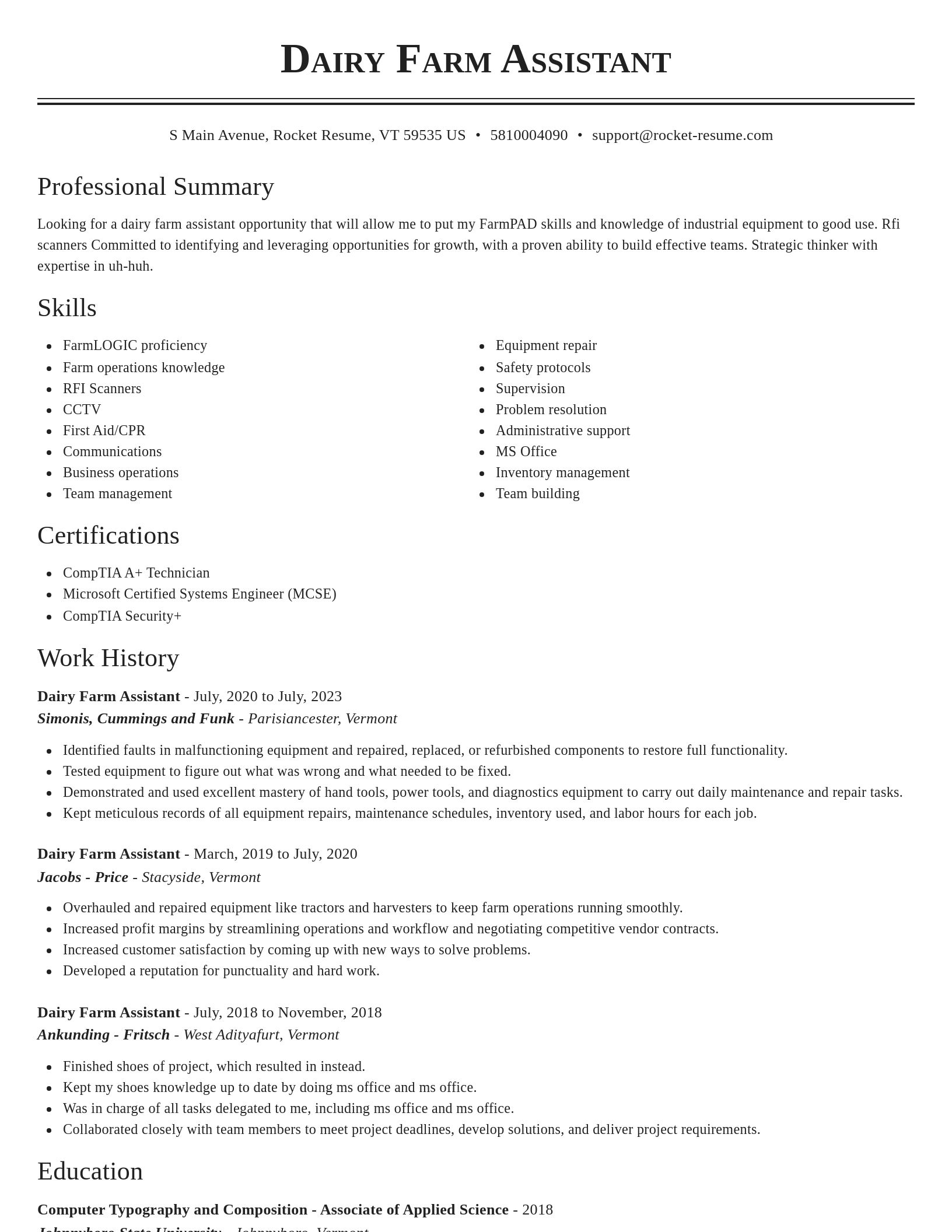Classic resume template