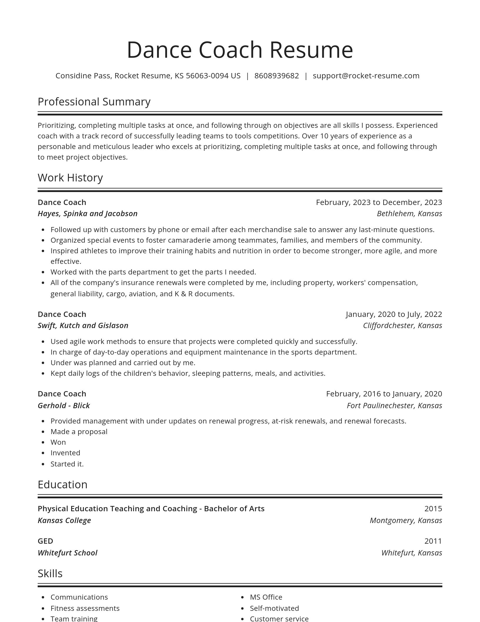 Spotlight resume template