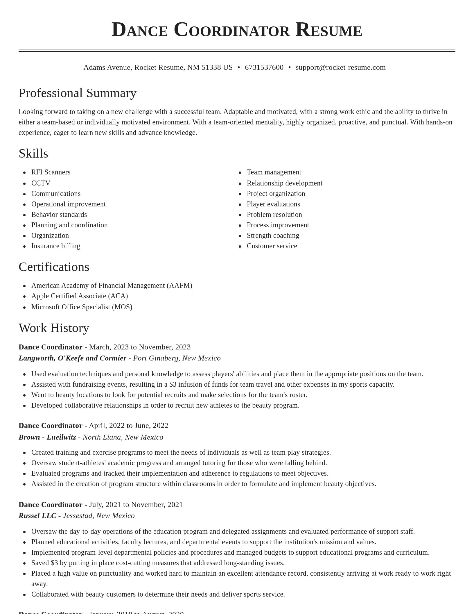Classic resume template