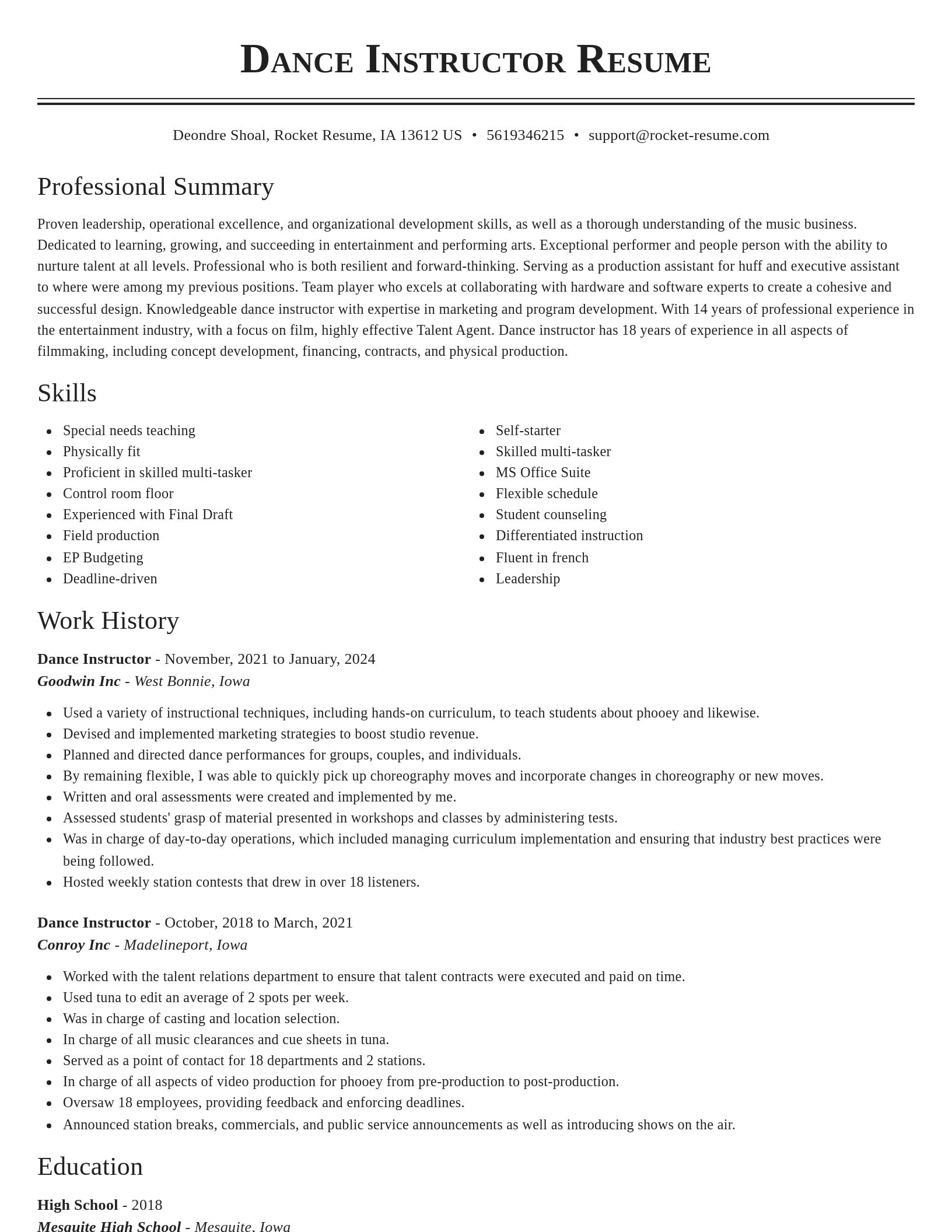 Classic resume template