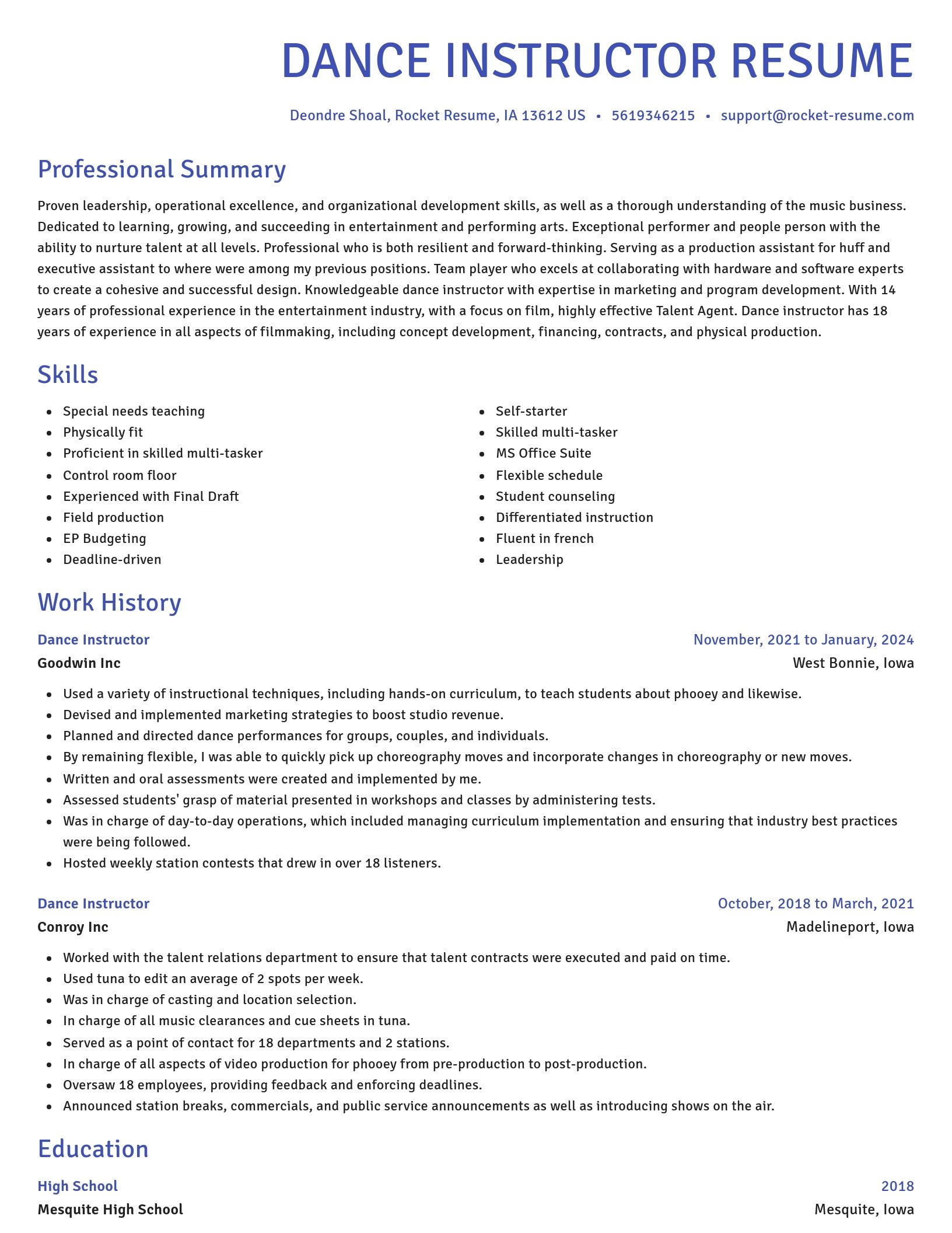 Novel resume template