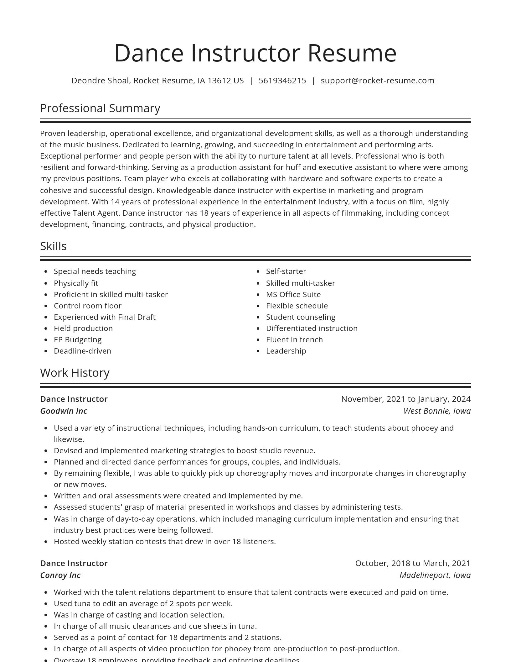 Spotlight resume template