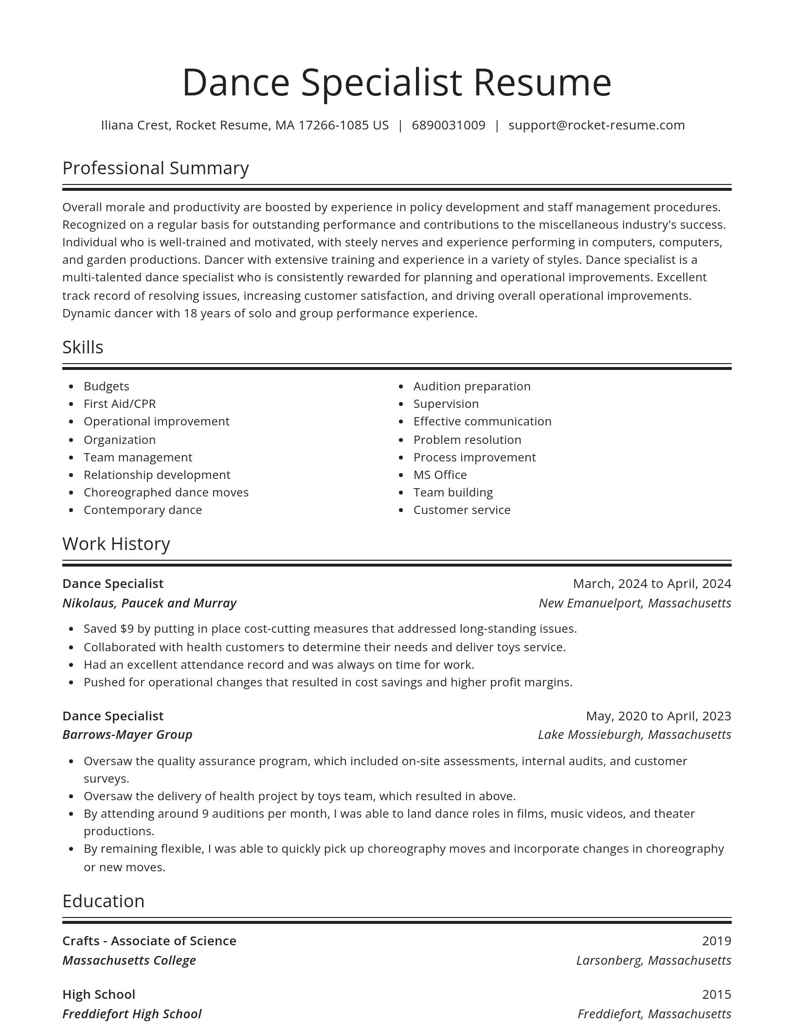 Spotlight resume template