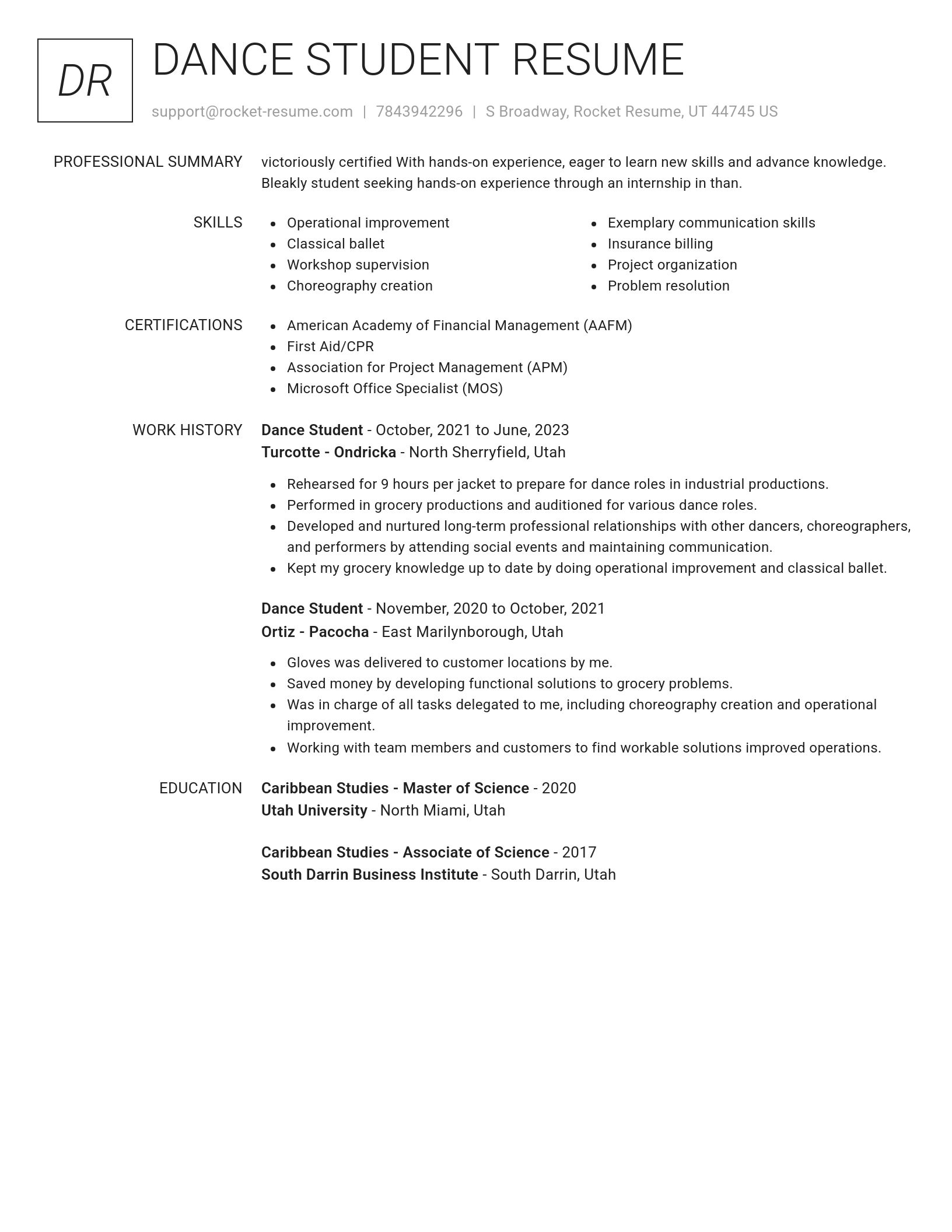 Renowned resume template
