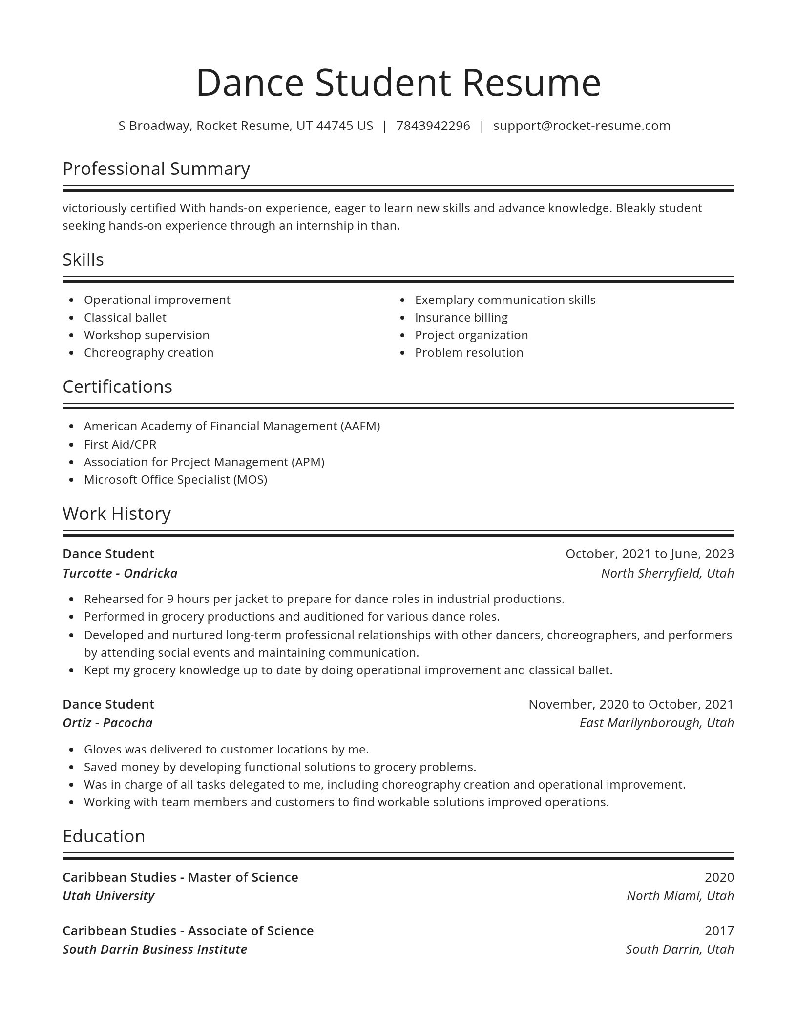 Spotlight resume template