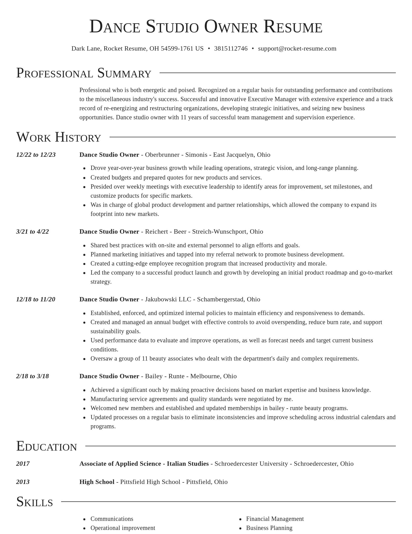 Director resume template