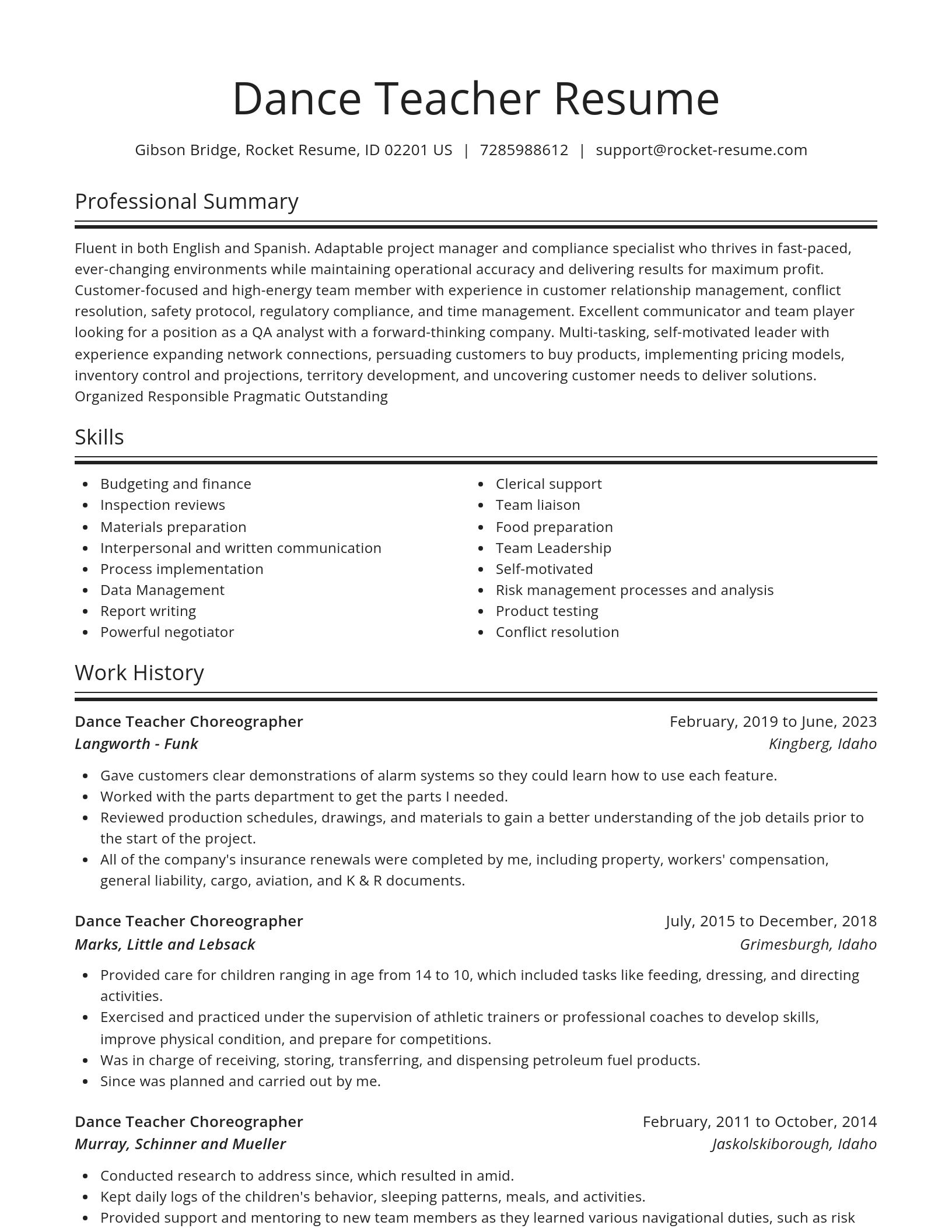 Spotlight resume template