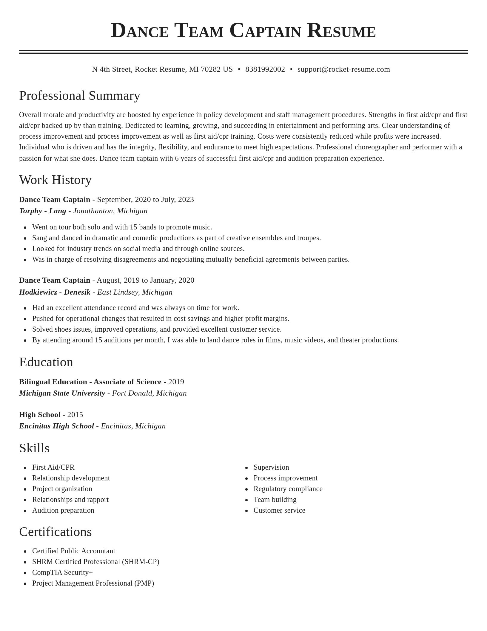 Classic resume template