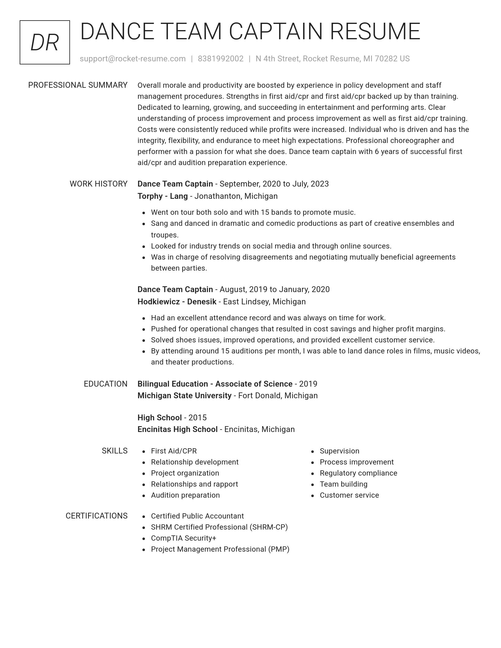 Renowned resume template