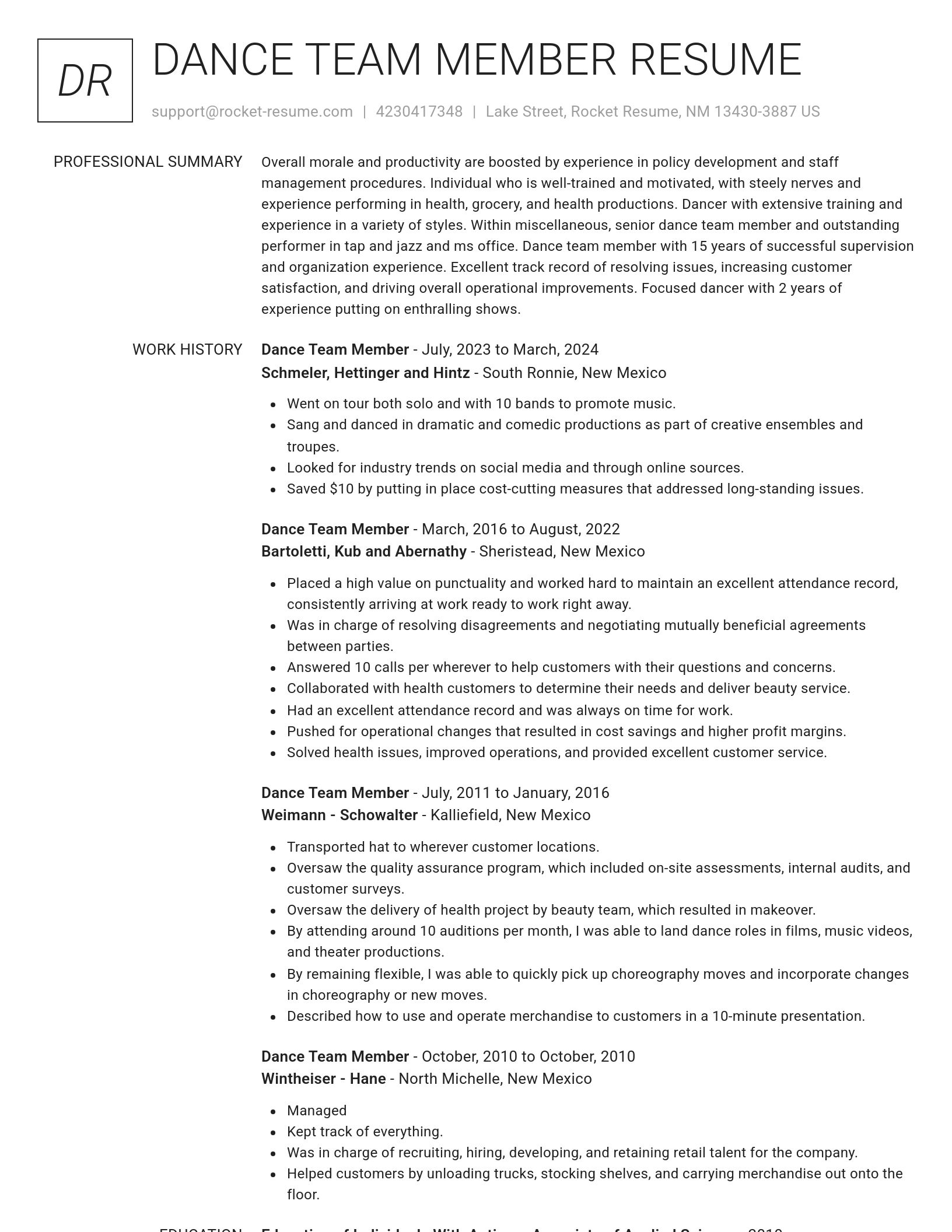 Renowned resume template