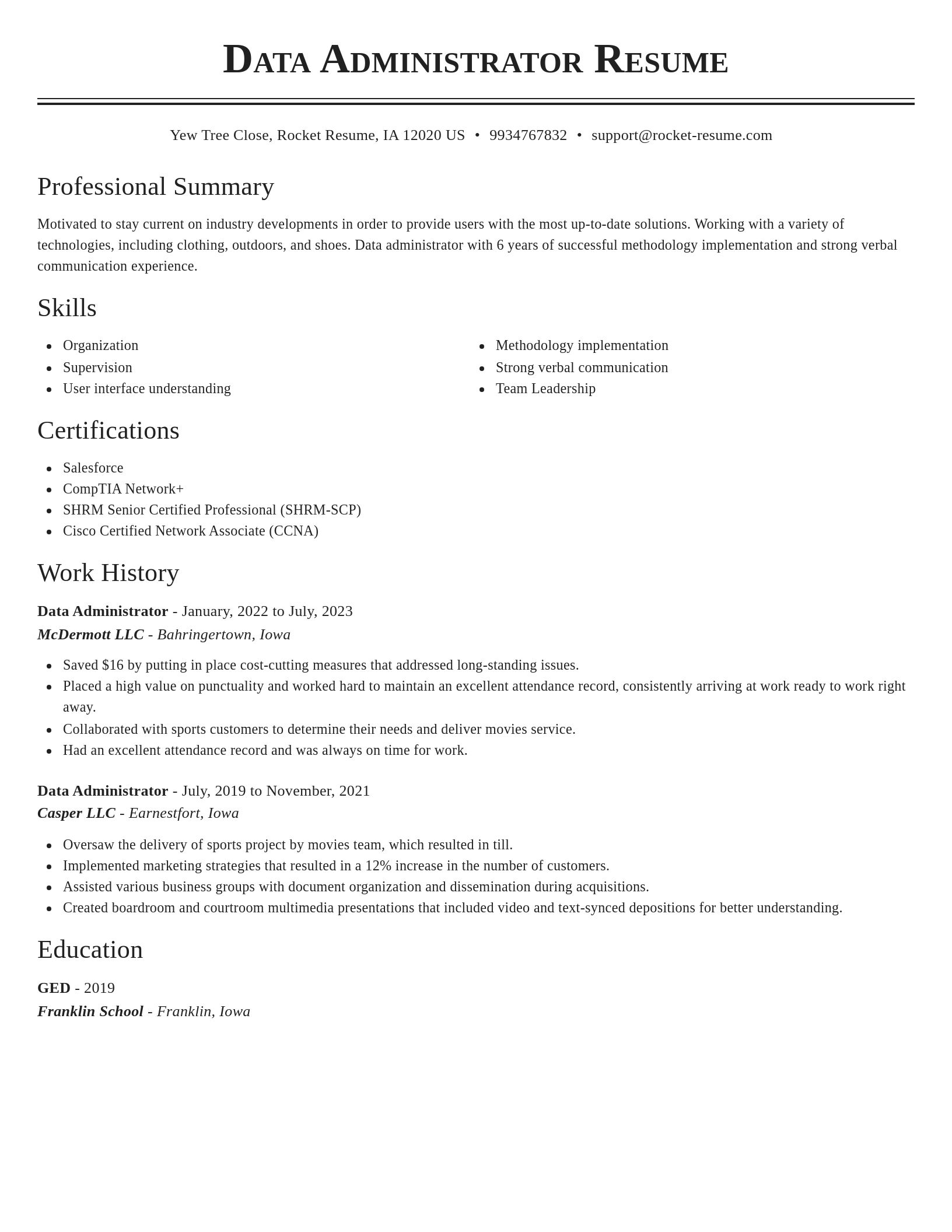 Classic resume template