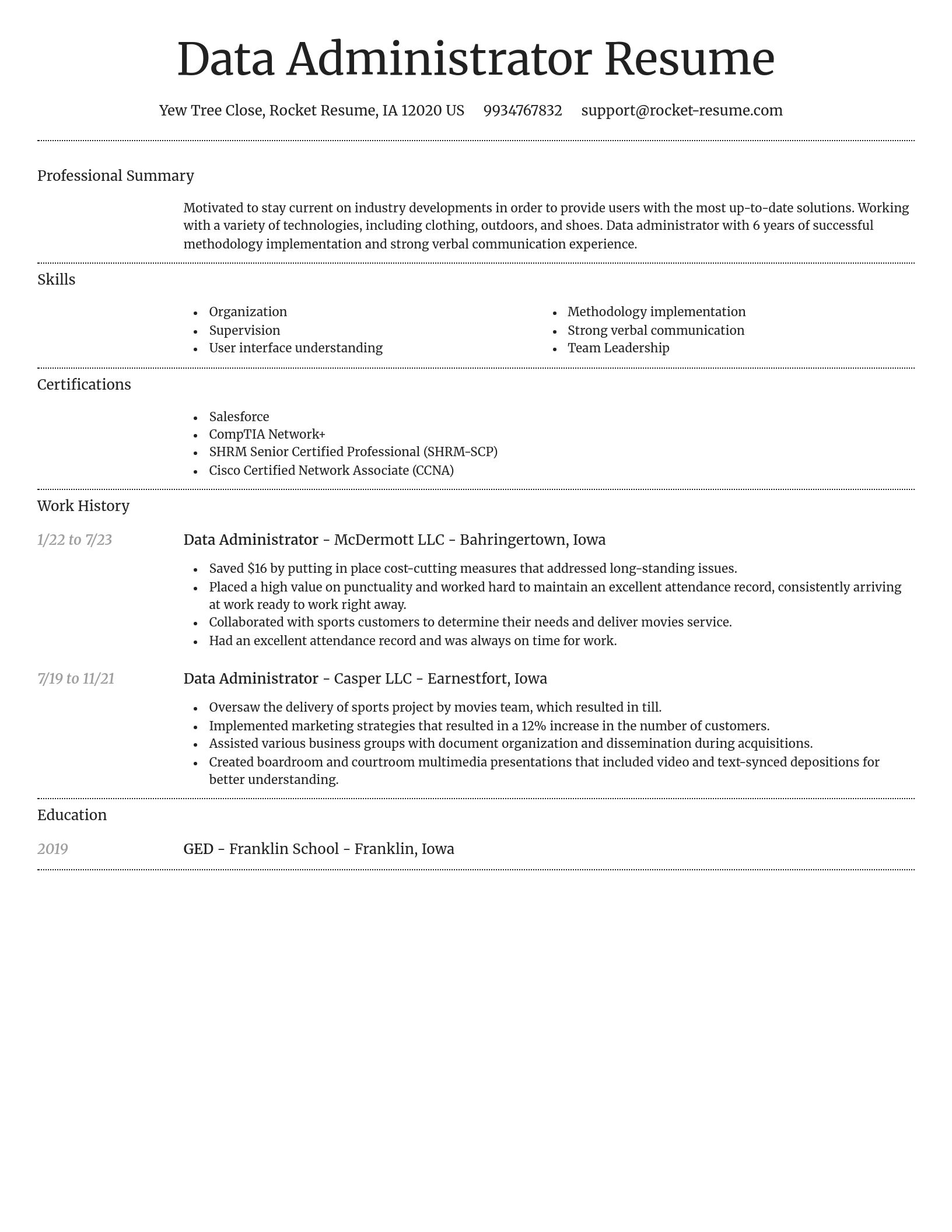 Dignified resume template