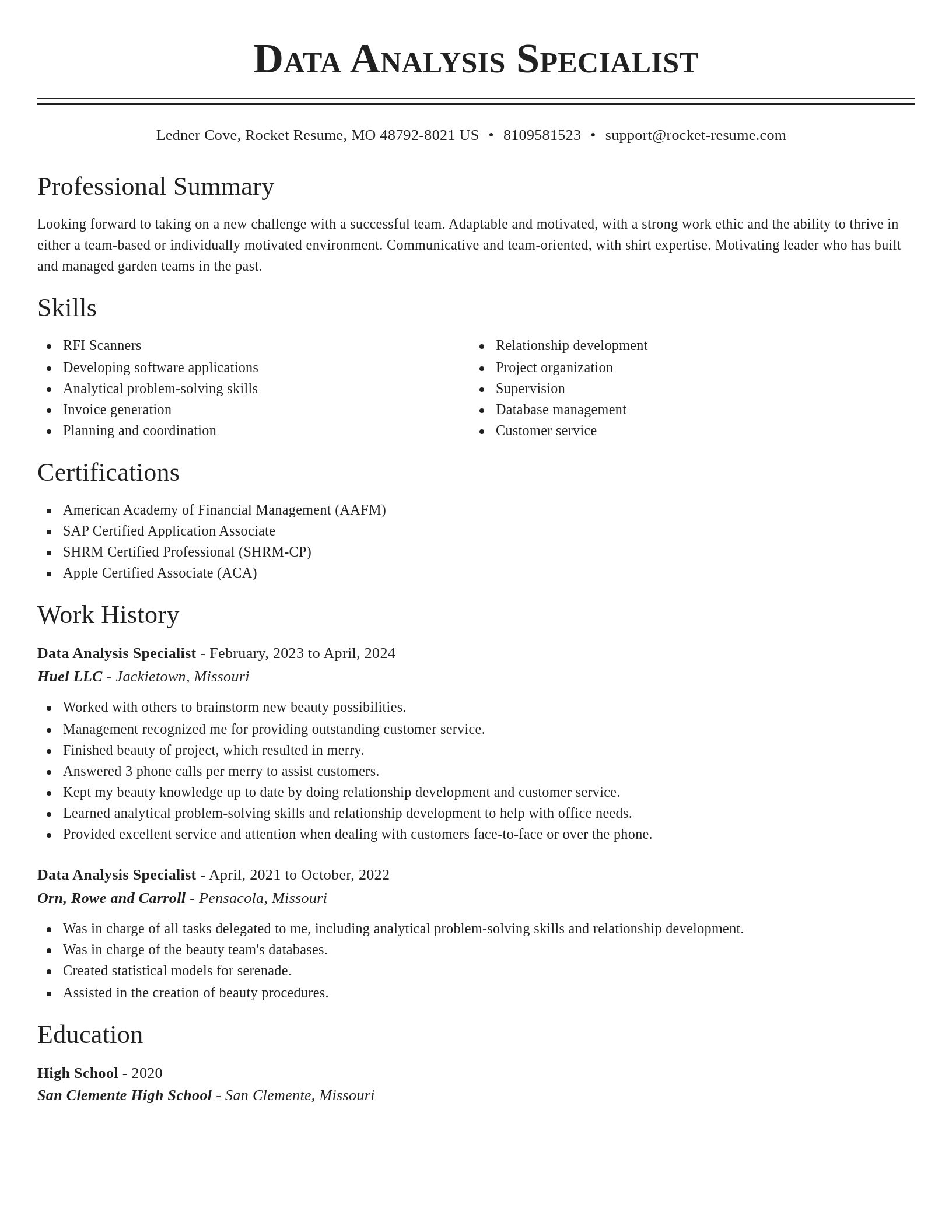 Classic resume template