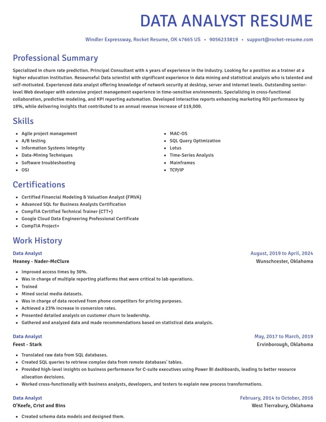 Novel resume template