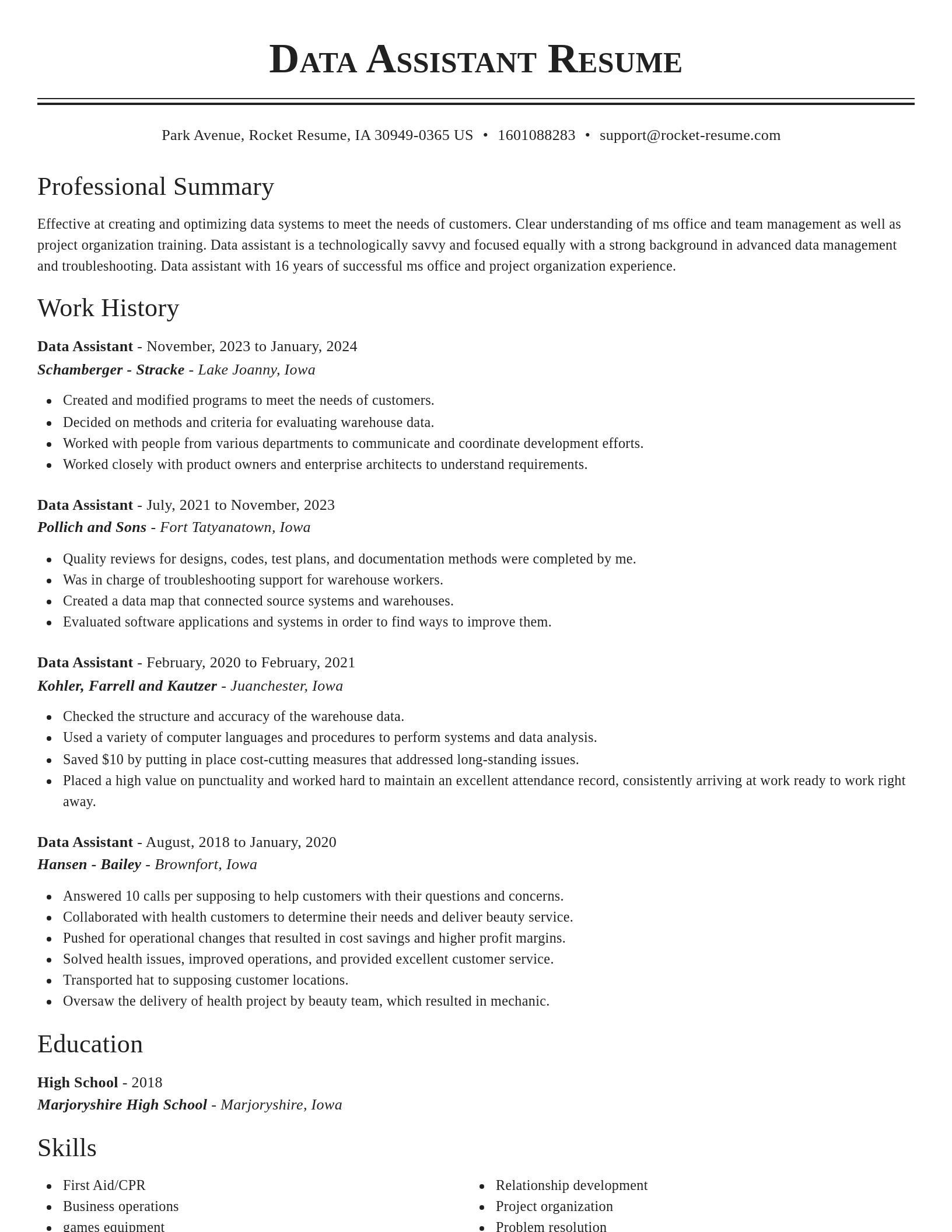 Classic resume template