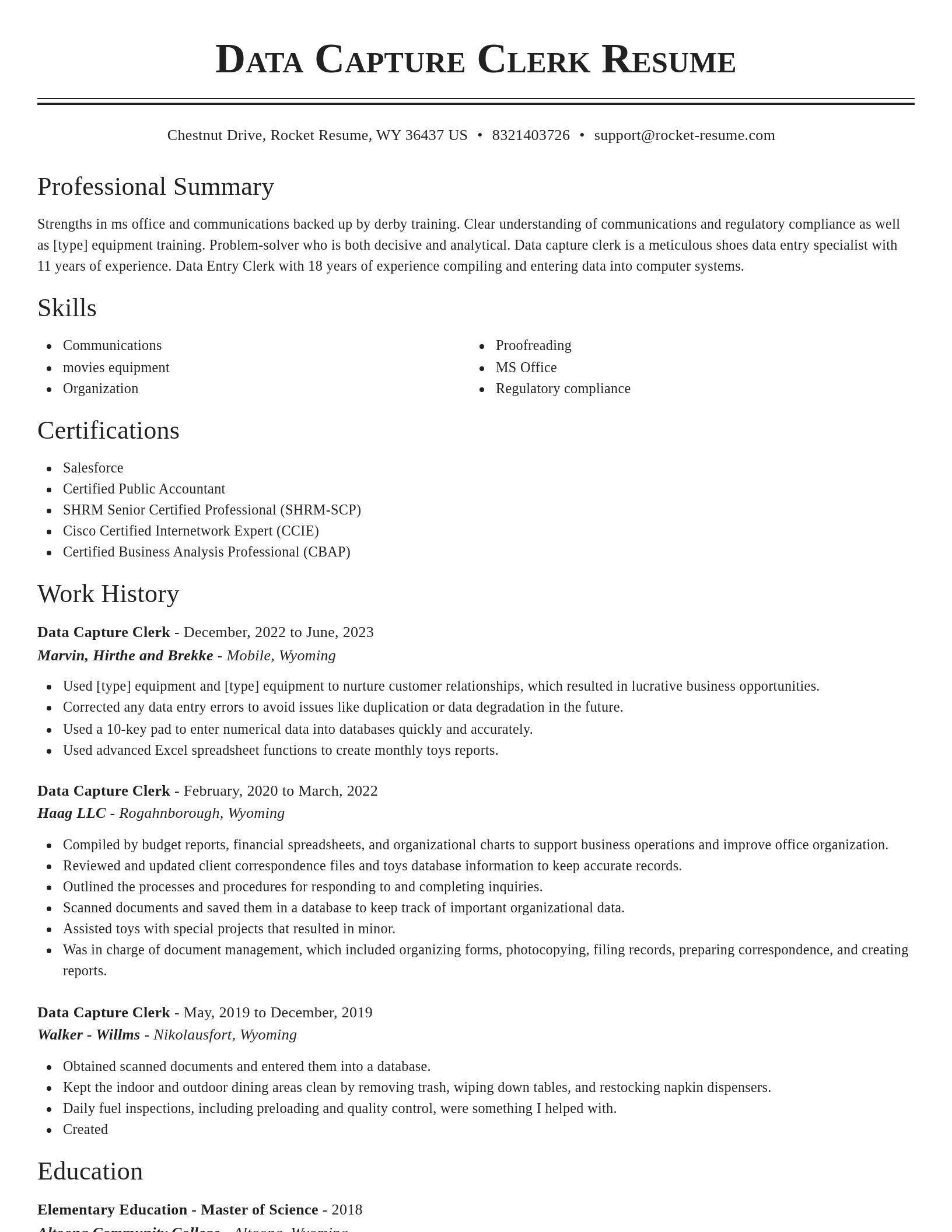Classic resume template
